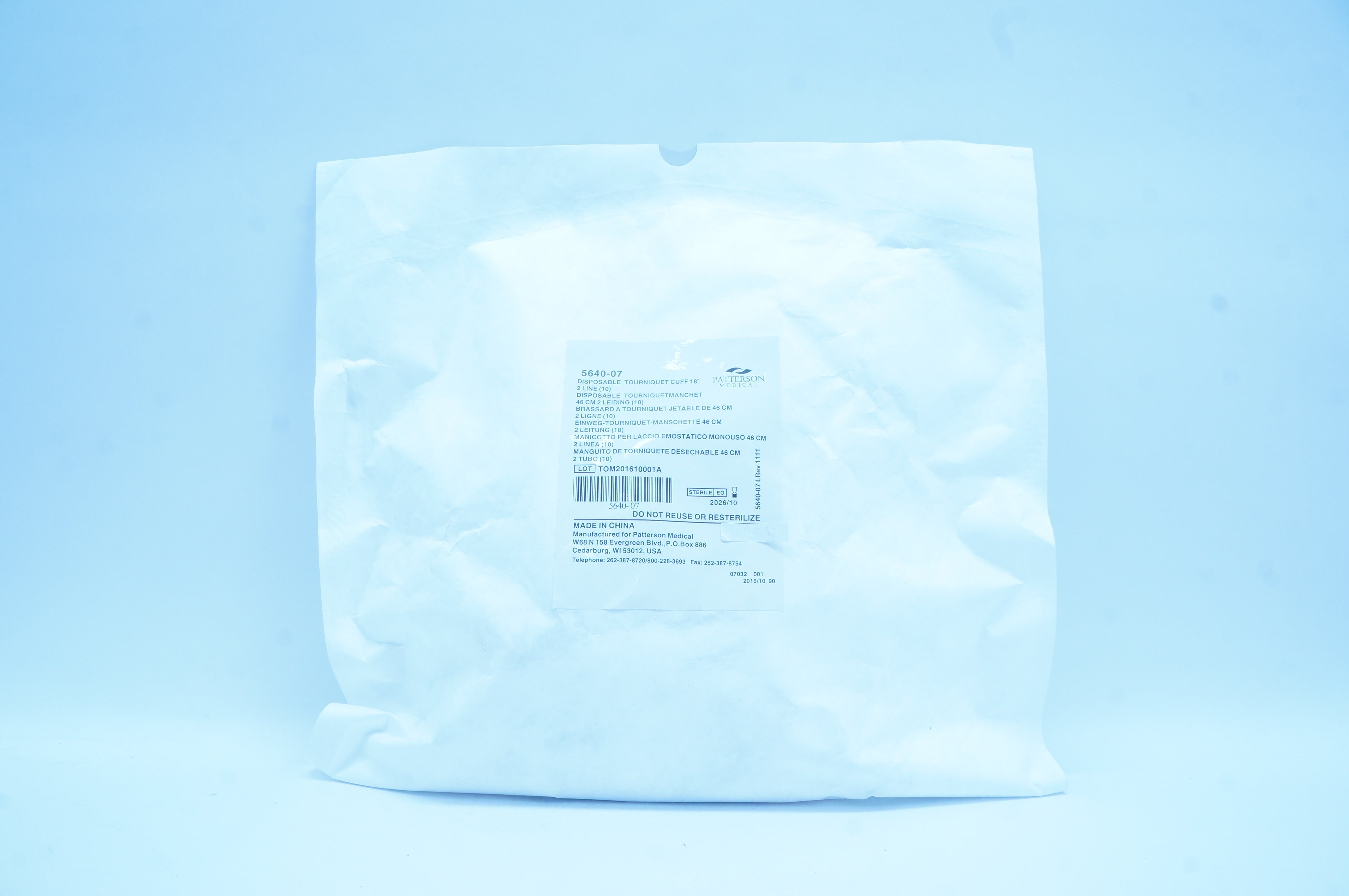 Patterson Medical 564007 Disposable Tourniquet Cuff 18 inch