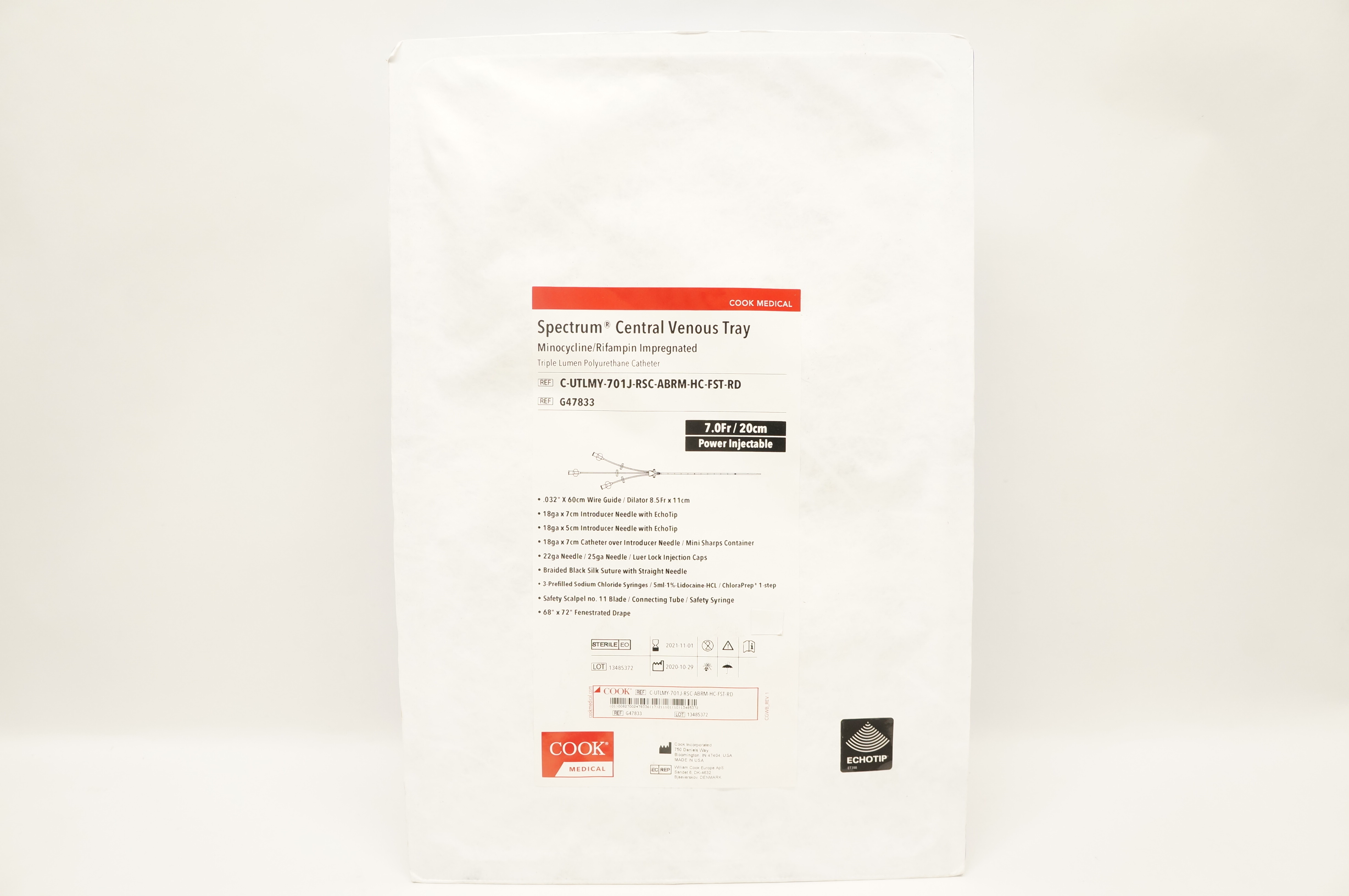 Cook Medical G47833 Spectrum Central Venous Tray 7Fr x 20cm (x)