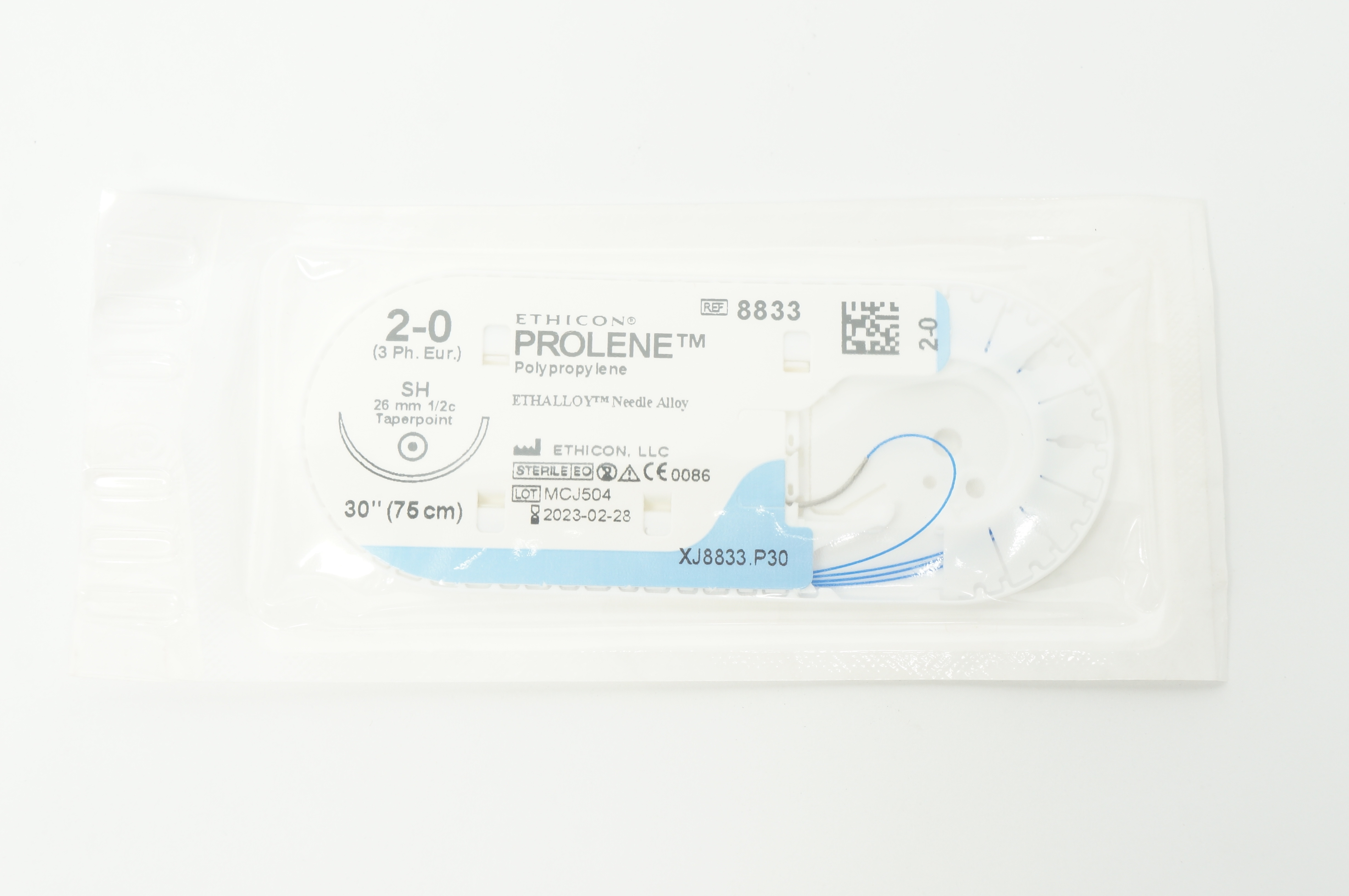 Ethicon 8833 2-0 PROLENE, SH, 26mm 1/2c Taperpoint, 30inch