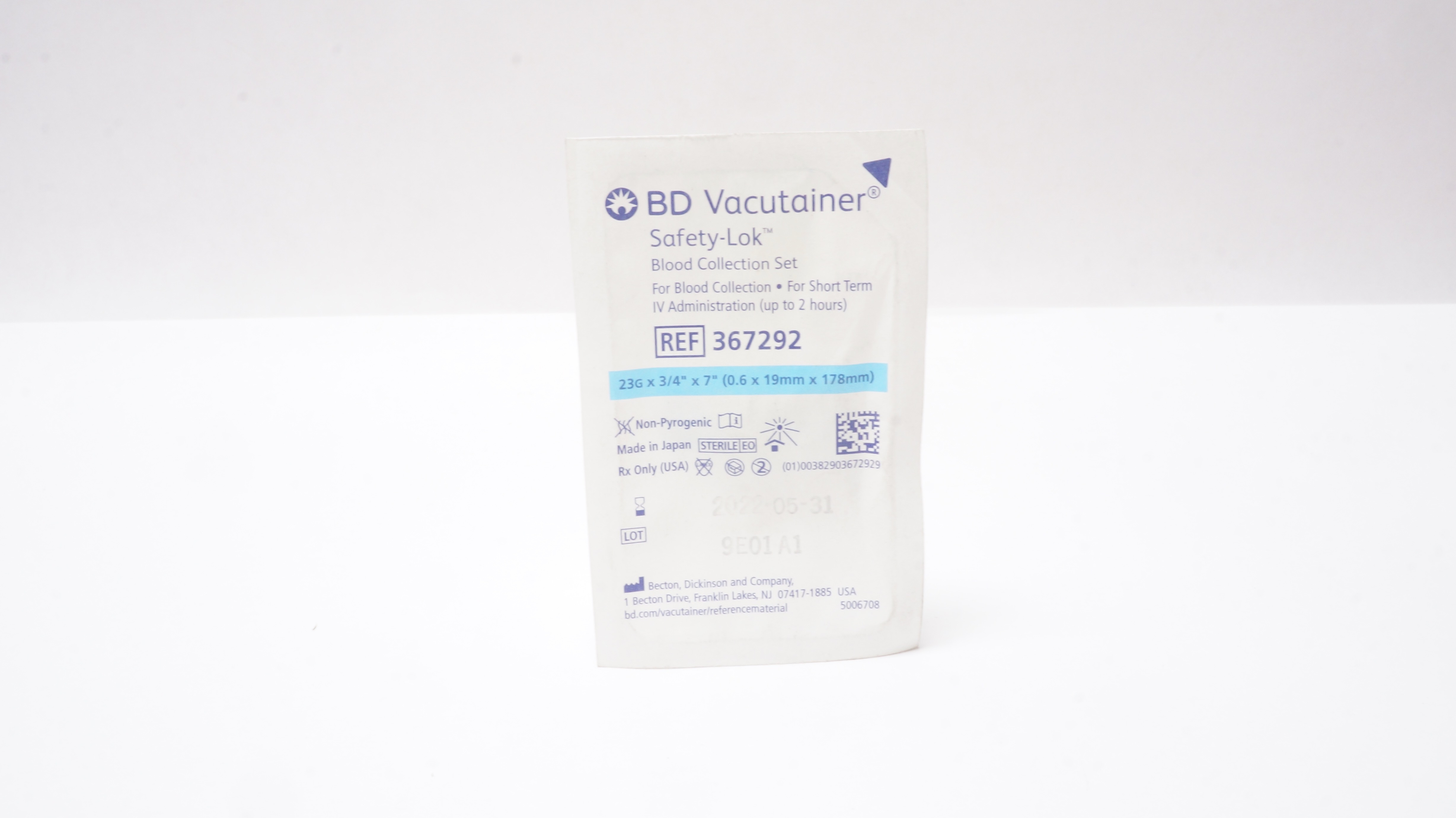 BD 367292 Vacutainer Safety-Lok Blood Collection Set 23G x 3/4inch x 7inch (x)