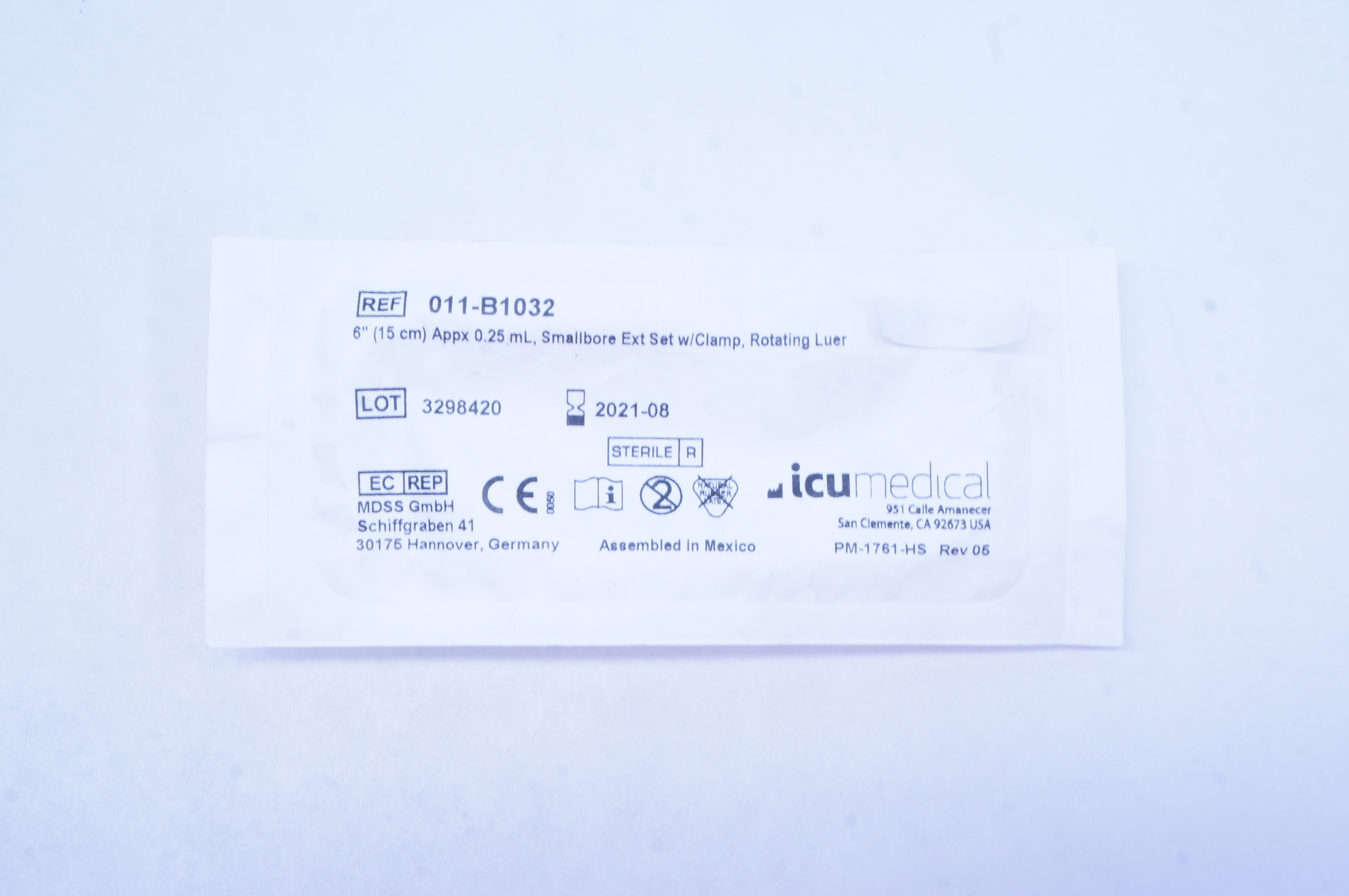 ICU Medical 011-B1032 Smallbore Extension Set 6 inch, Appx. 0.25mL (x)