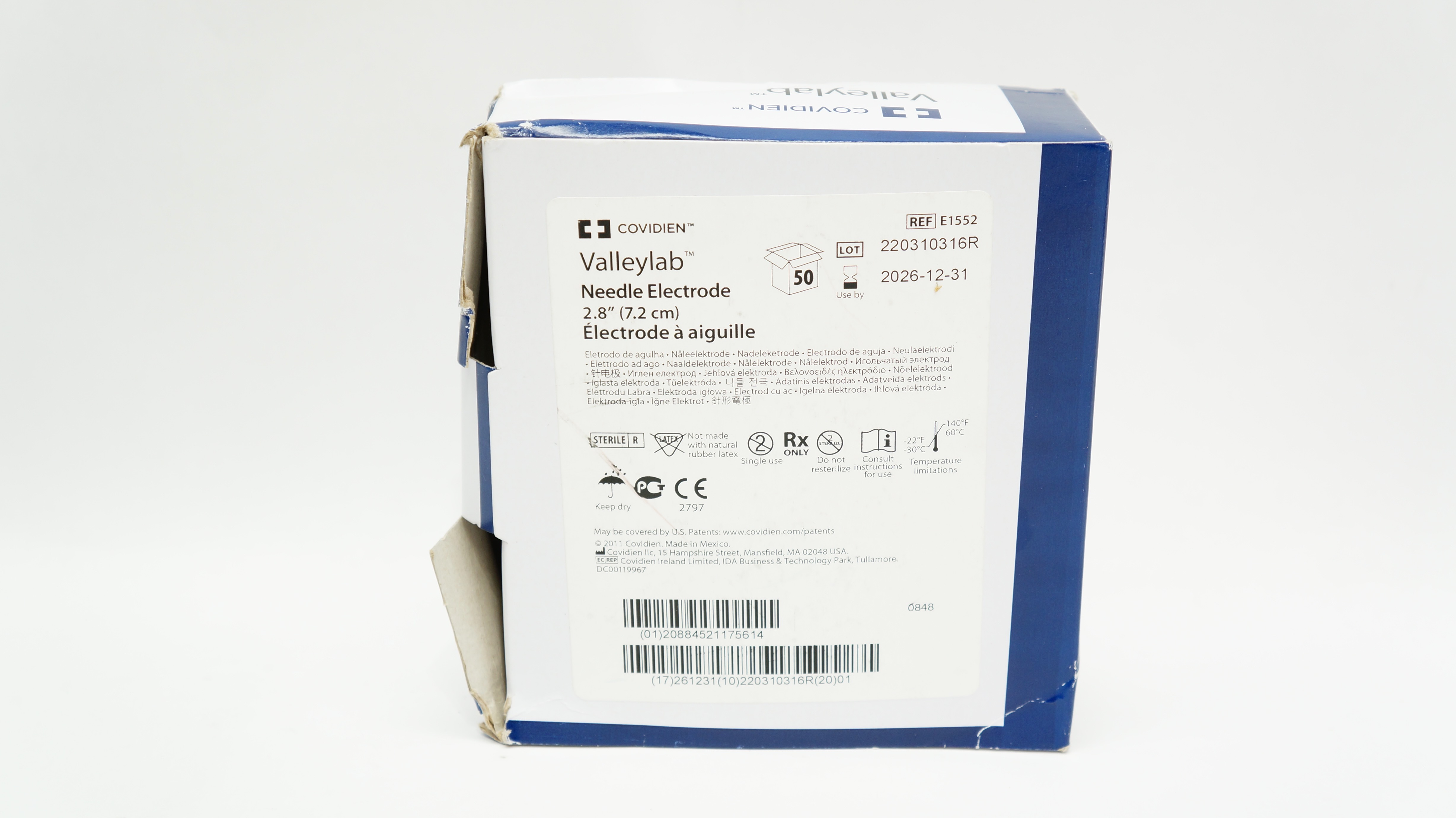 Covidien E1552 Valleylab Ndle Electrode 2.8inch - Box of 50