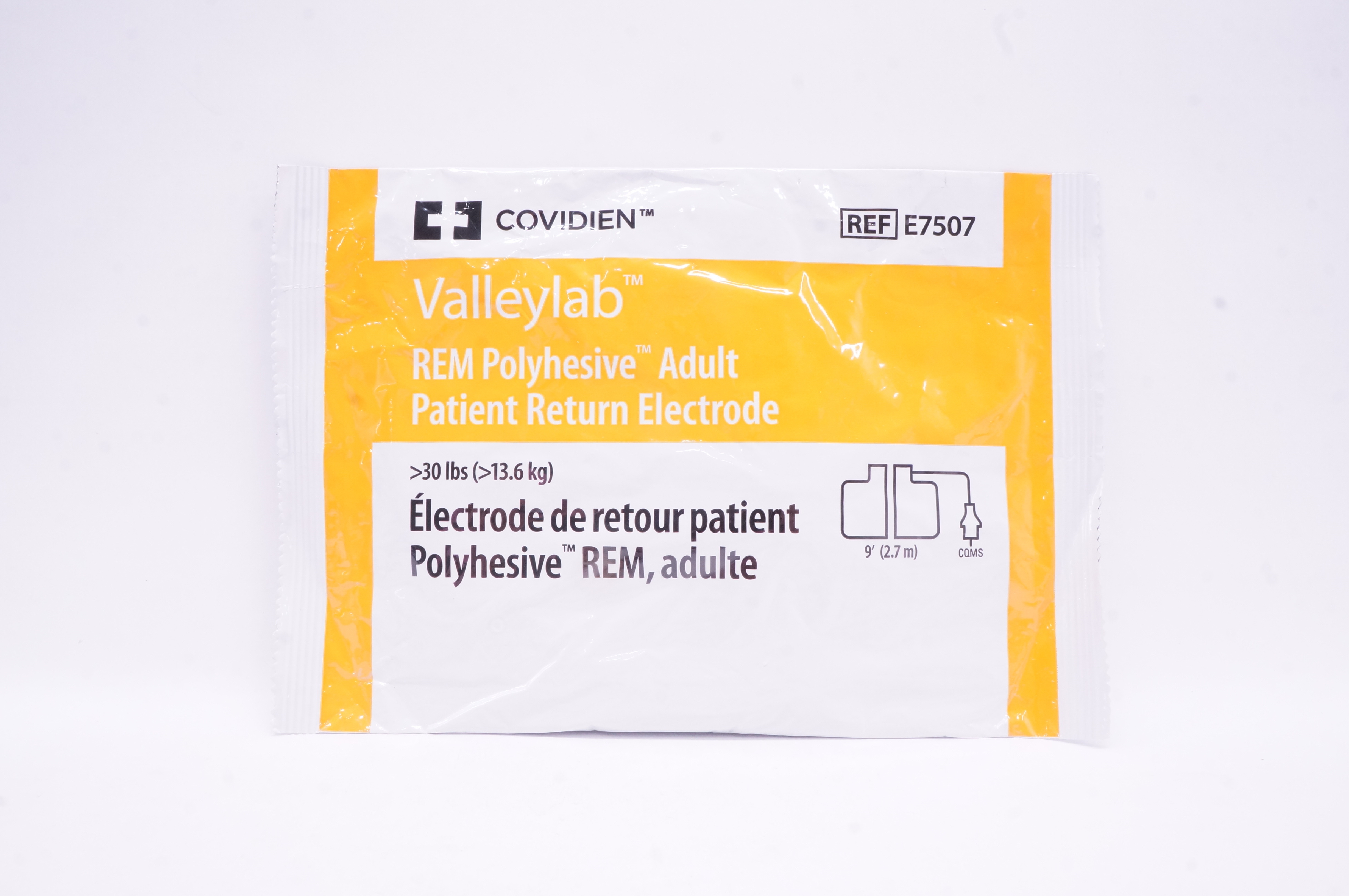 Covidien E7507 Vallelylab REM Polyhesive Adult Patient Return Electrode >30lbs