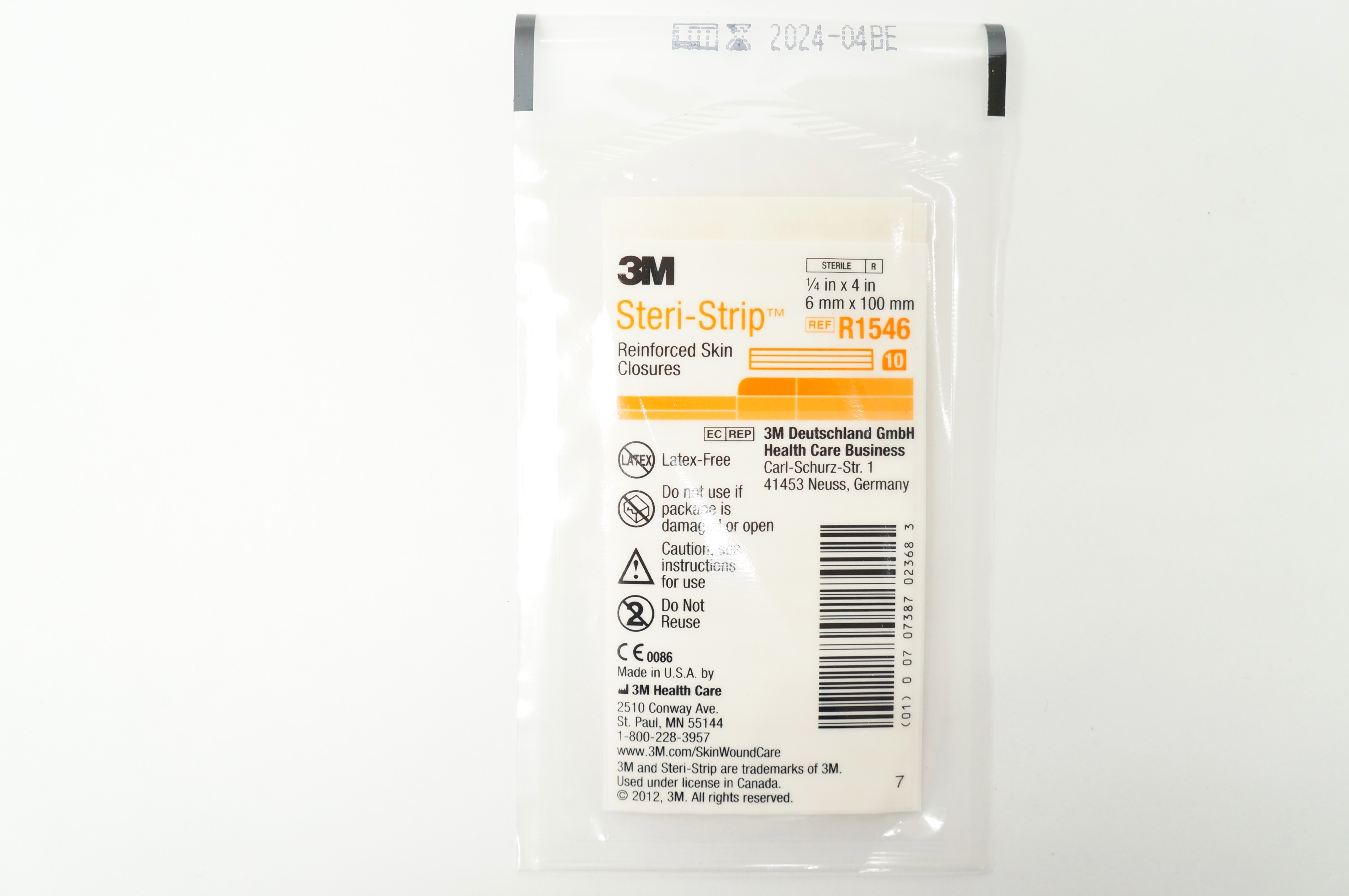 3M R1546 Steri-Strip Reinforced Skin Closures 1/4inch x 4inch - Packet of 10