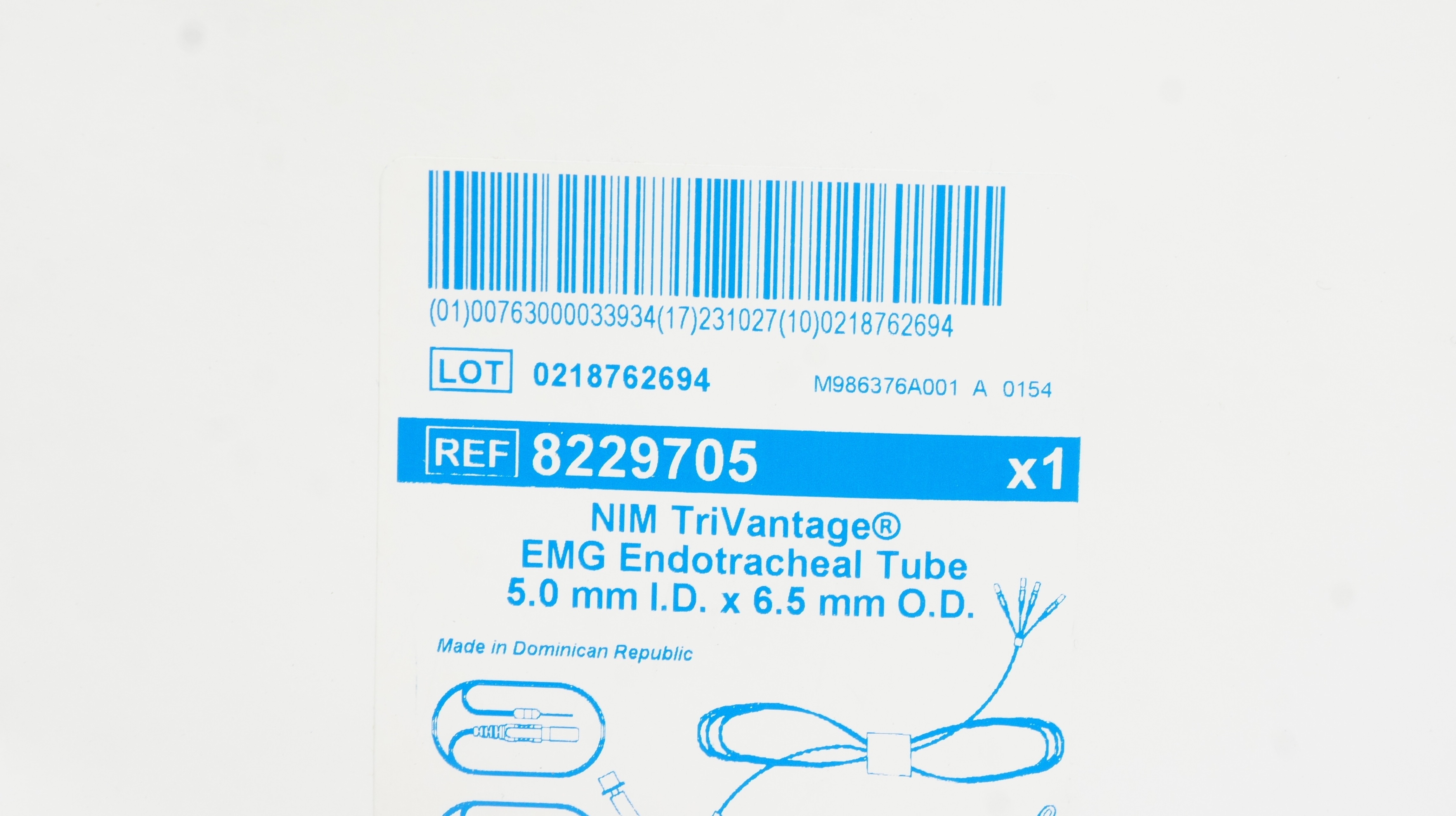 Medtronic 8229705 NIM TriVantage EMG Endotracheal Tube 5mm ID x 6.5mm