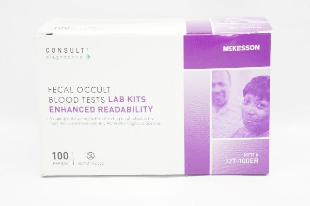 McKesson 127-100ER Consult Fecal Occult Blood Tests Lab Kits - Box of 100