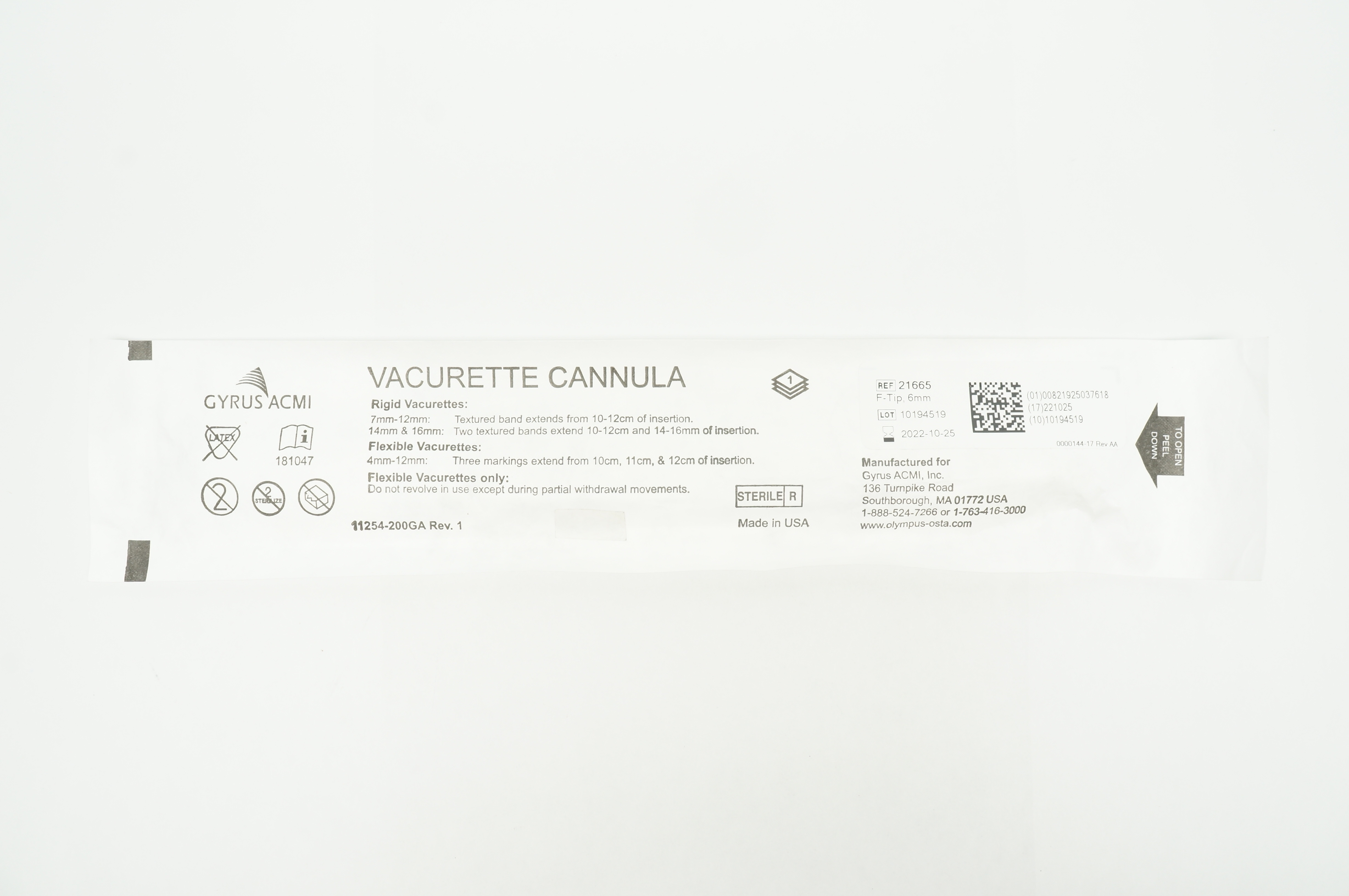 Gyrus ACMI 21665 Vacurette Cannula F-Tip, 6mm (x)