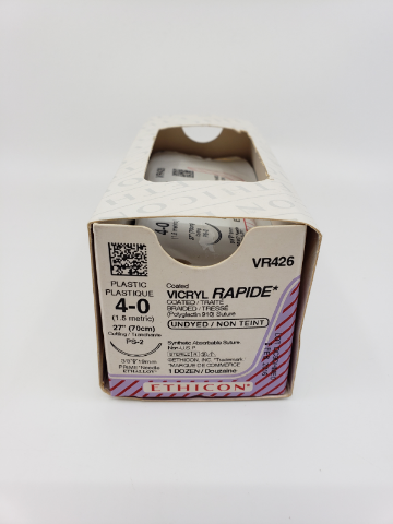 Ethicon VR426 4-0 VICRYL RAPIDE, Coated Braided, PS-2, 3/8 19mm, 27in. (x)  ~ Box  of 12