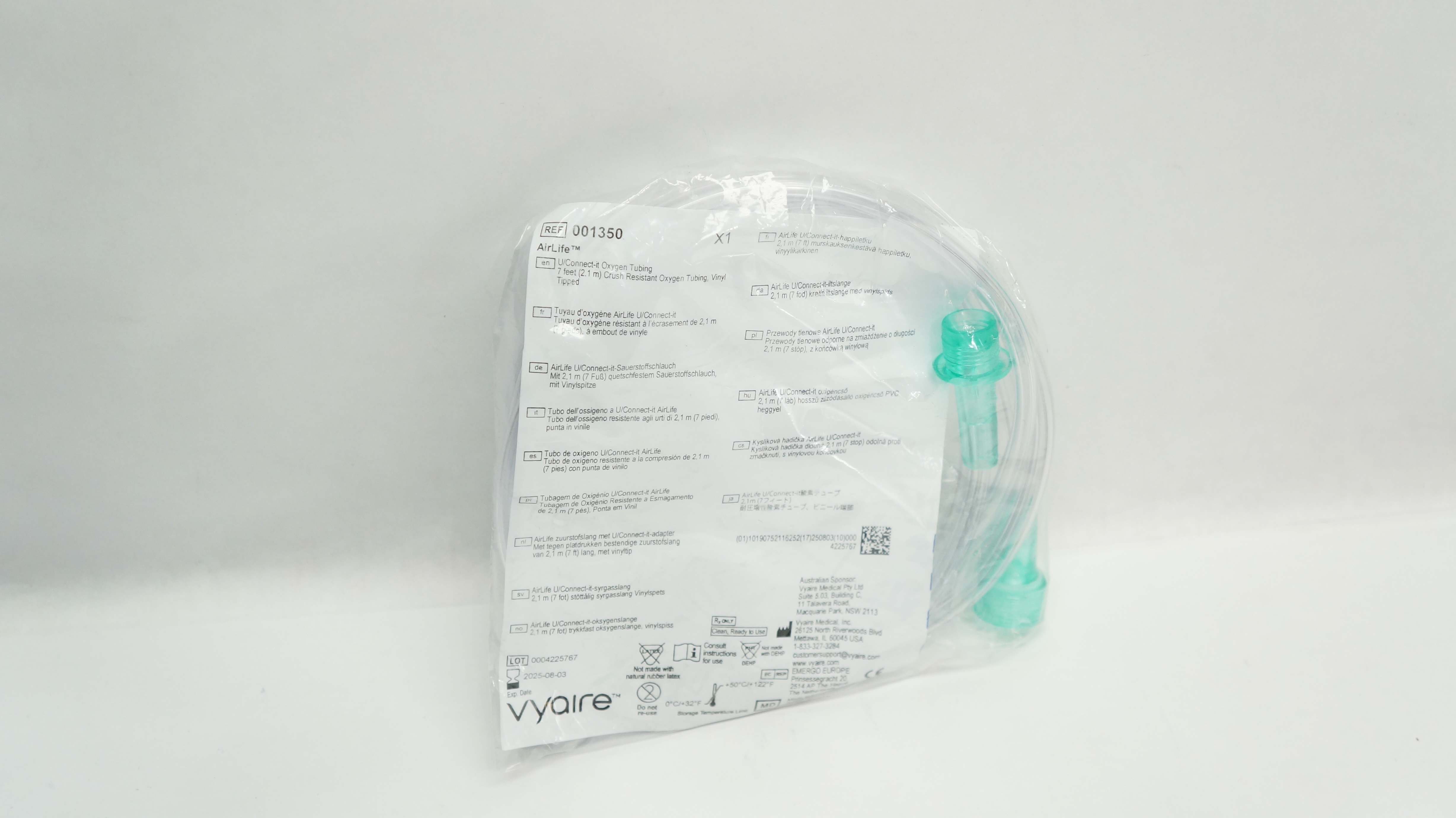 Vyaire 001350 AirLife U/Connect-it Crush Resistant Oxygen Tubing 7feet