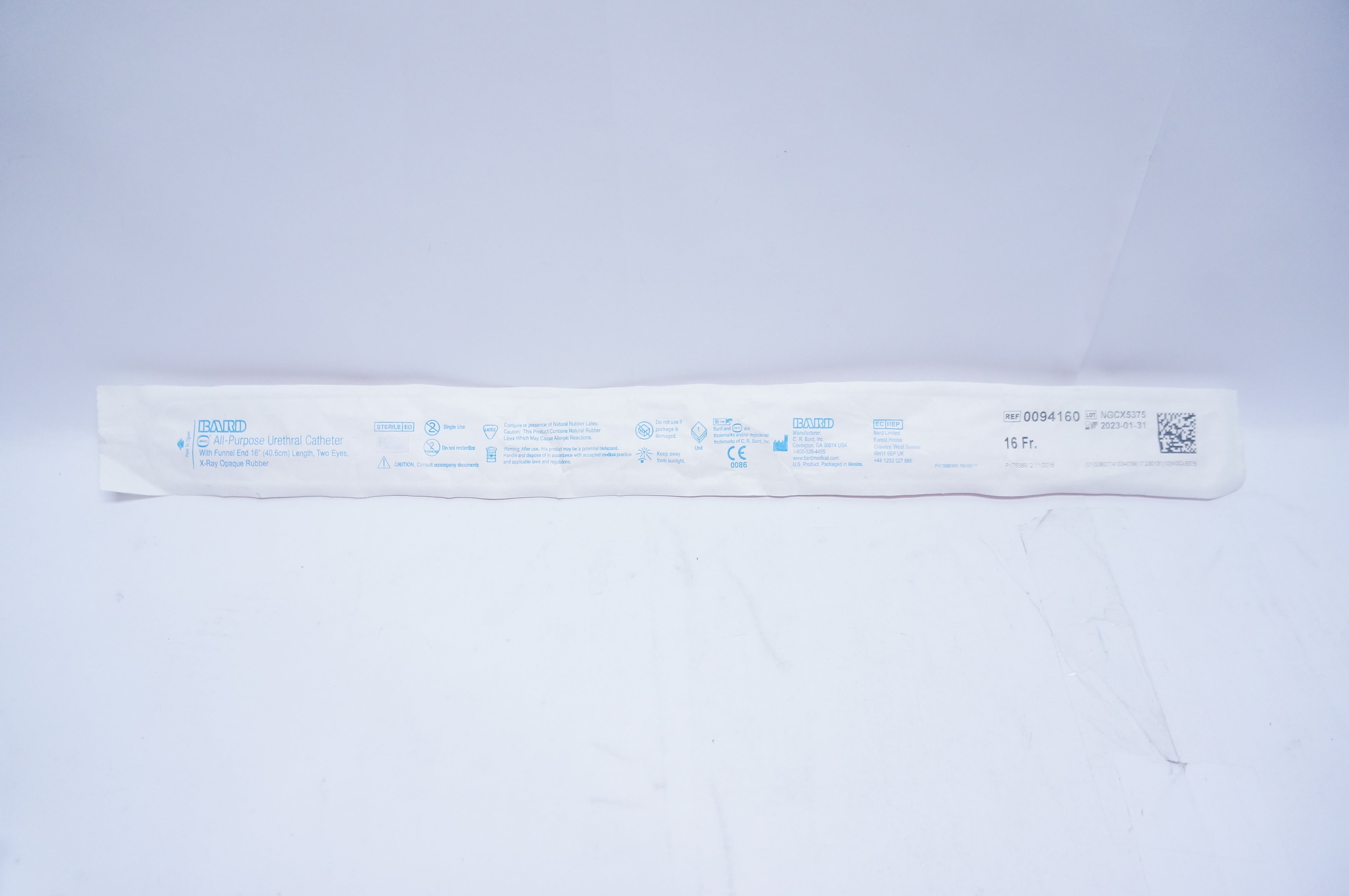 Bard 0094160 All-Purpose Urethral Cath. 16Fr x 16inch