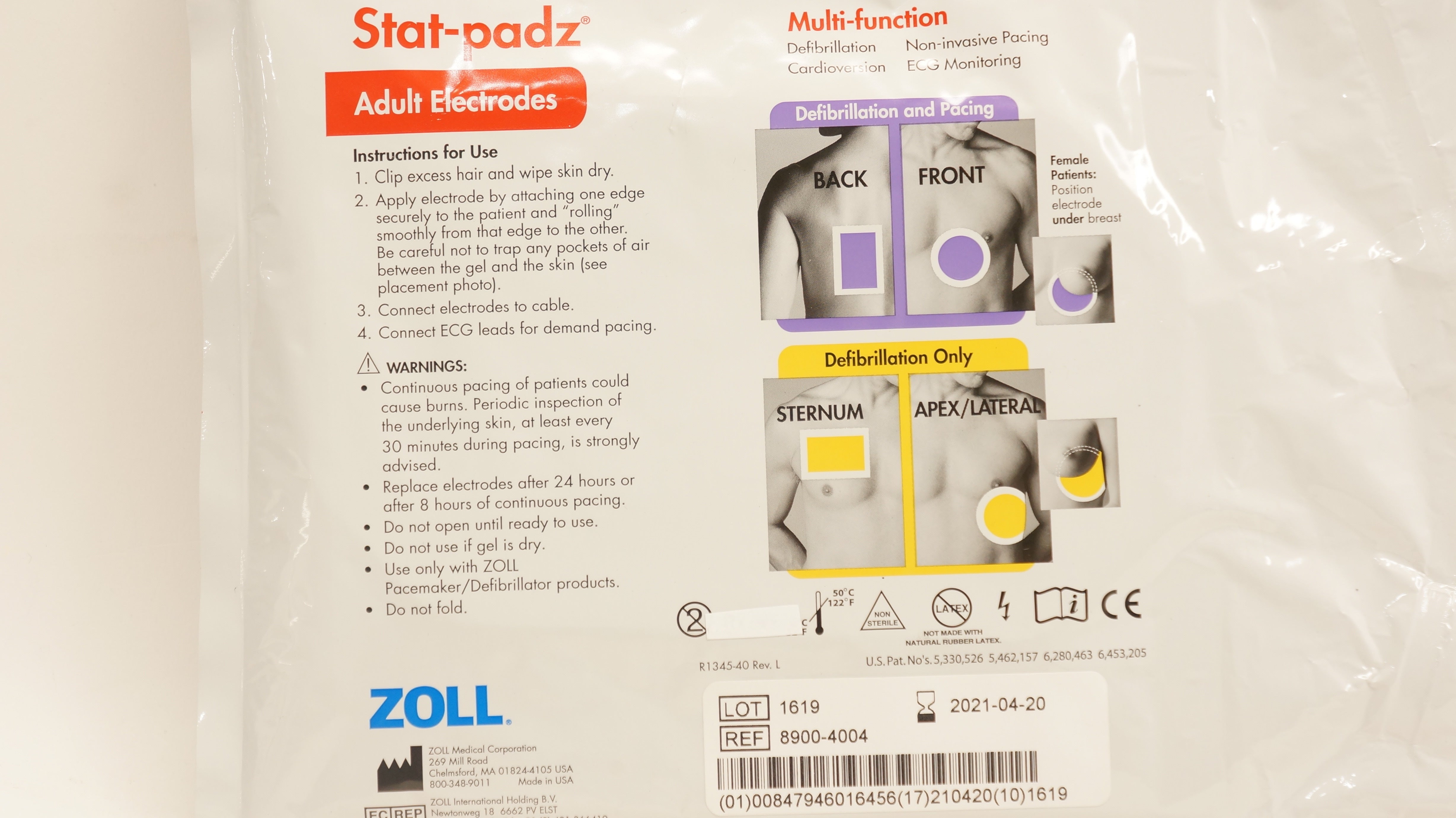 PSA9 AR 50枚セット　④ Zoll 8900-4004 Stat-padz Adult Electrodes (x)