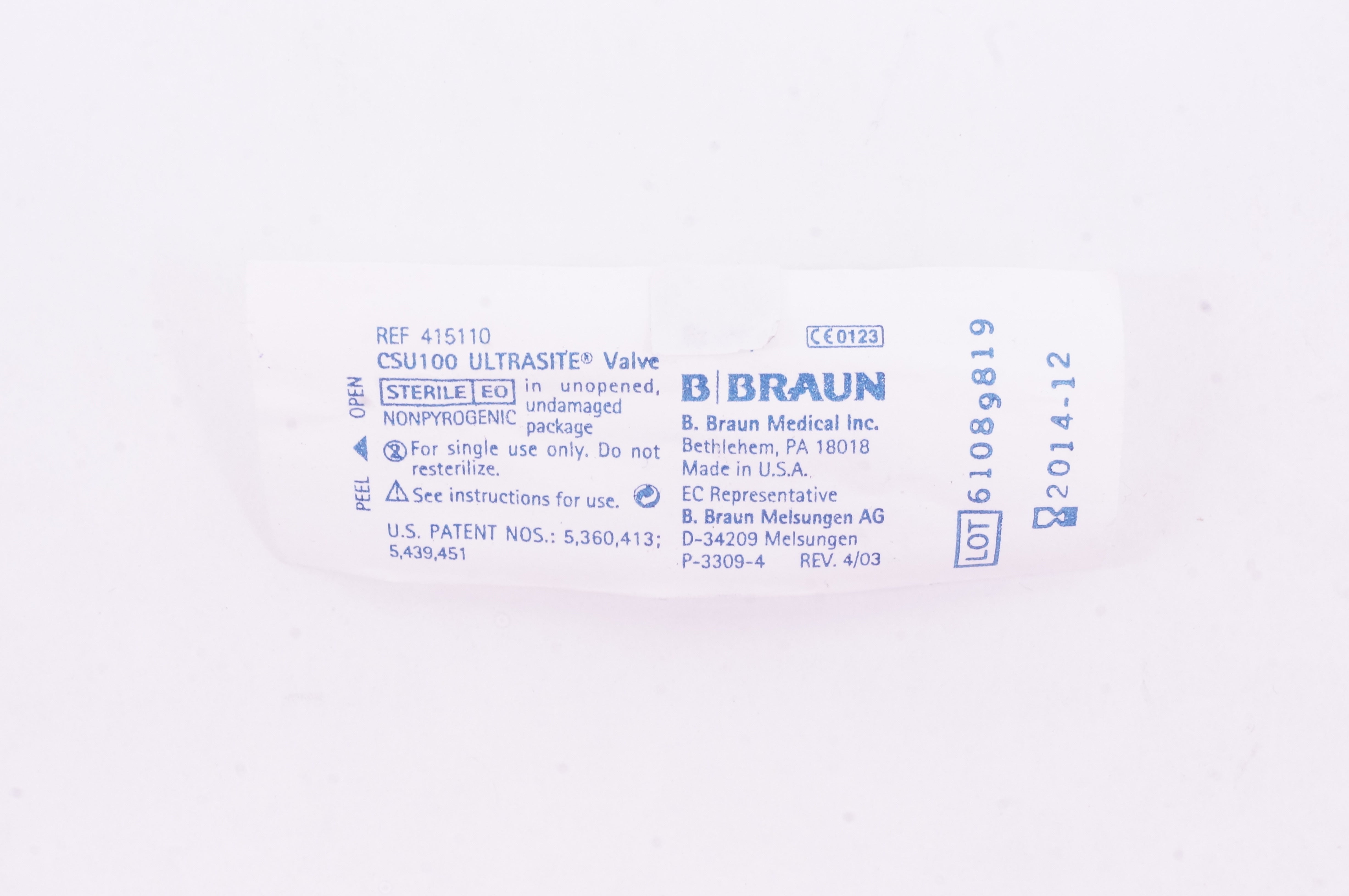 Braun 415110 Ultrasite Valve (x)