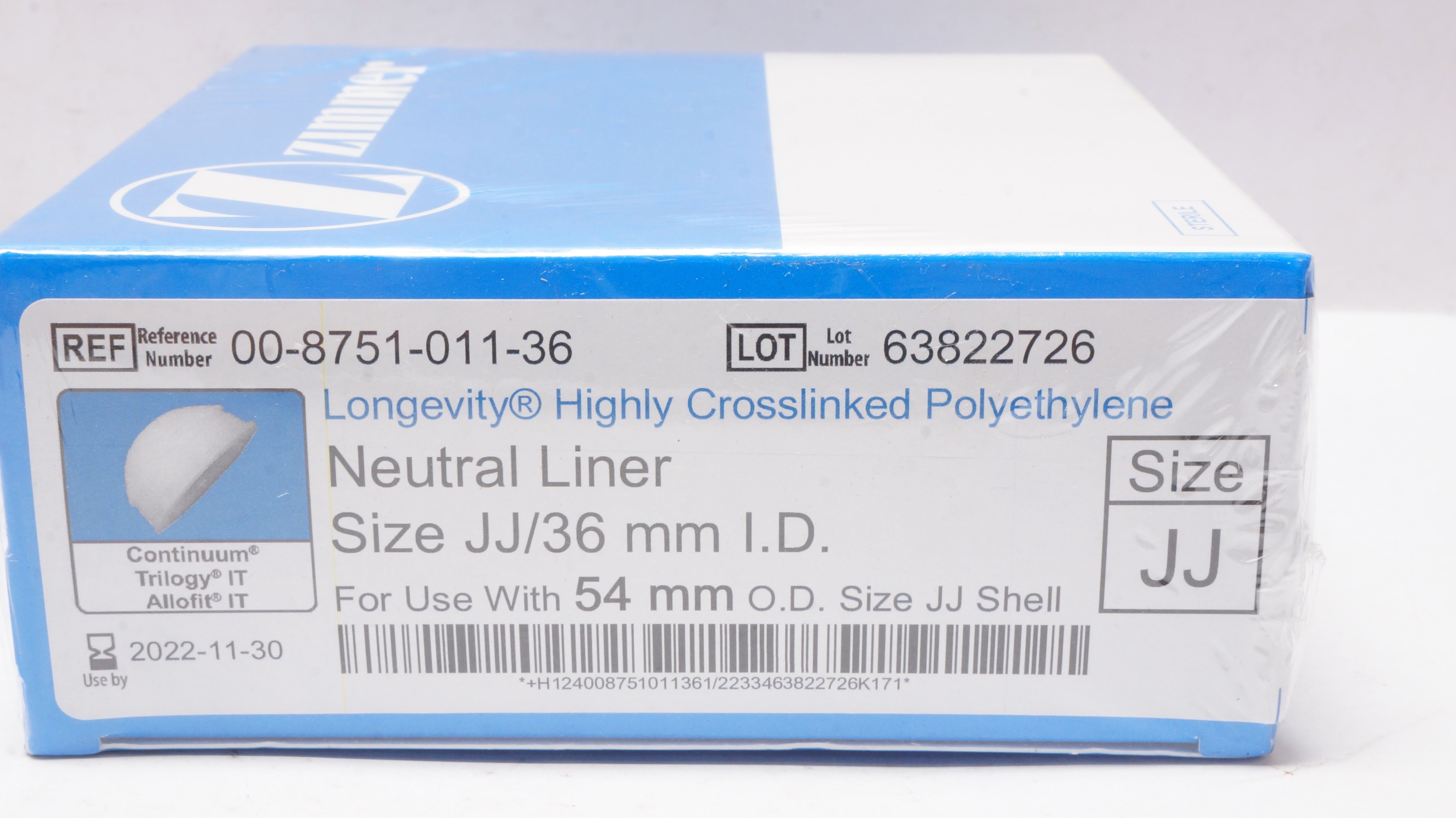 Zimmer 00-8751-011-36 Highly Crosslinked Polyethylene Neutral