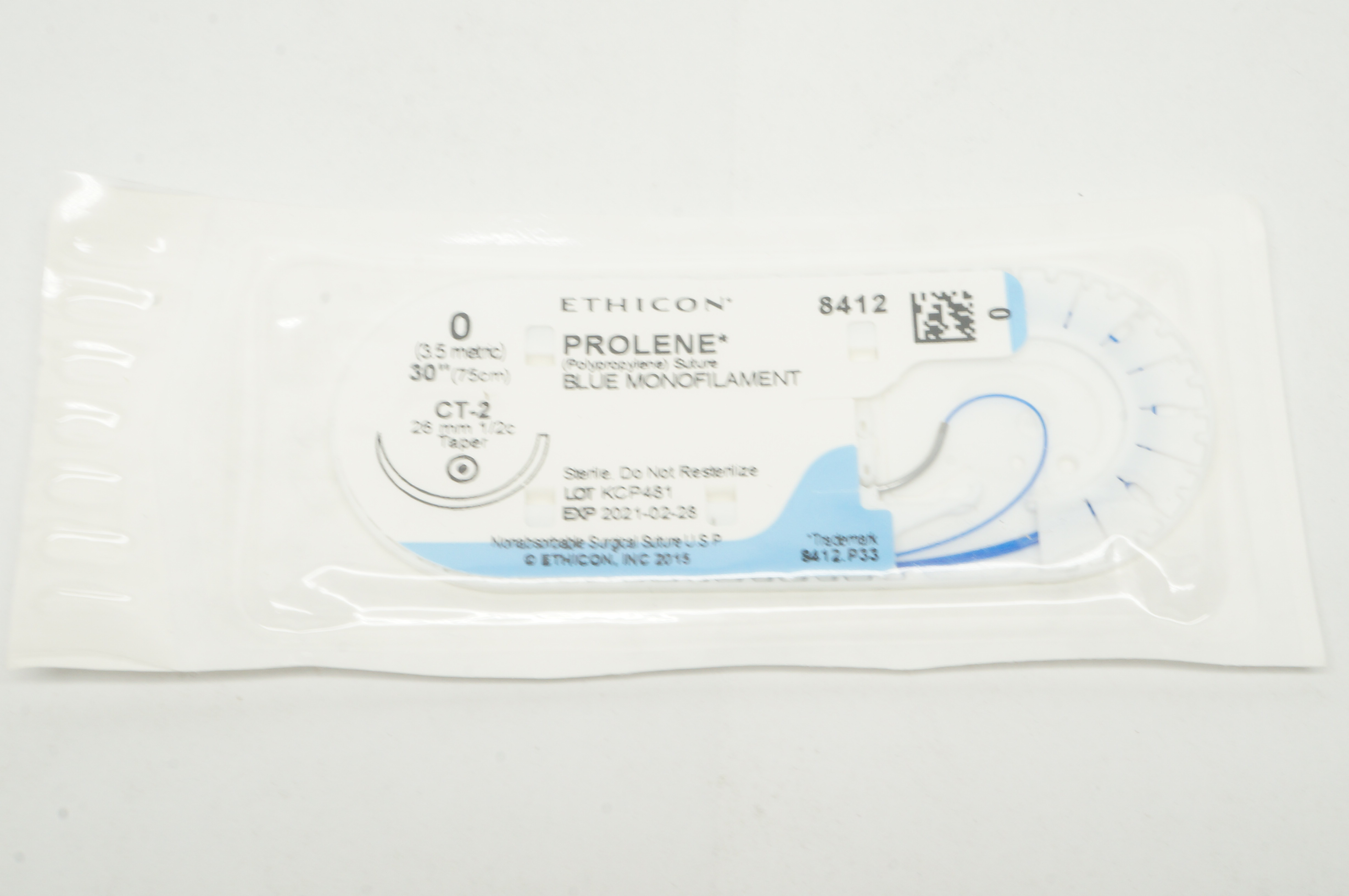 Ethicon 8412 0 PROLENE Polypropylene Stre CT-2 26mm 1/2c Taper 30 inch (x)