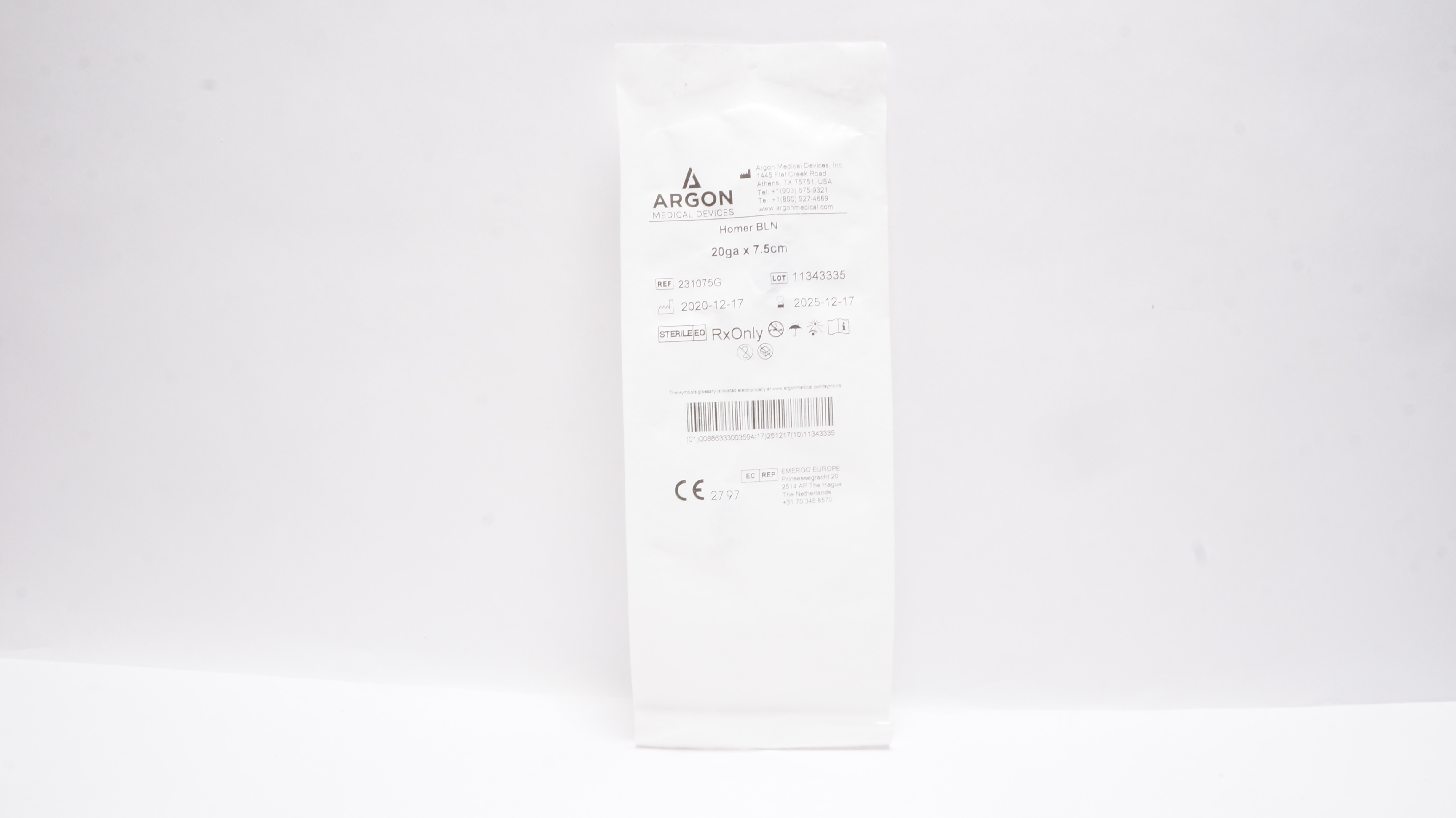 Argon Medical 231075G Homer Breast Localization Ndle 20ga x 7.5cm