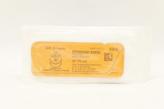 Ethicon X916 3-0 Ethibond Excel Polyester Stre V-5 17mm 1/2c Tapercut,30 inch(x)