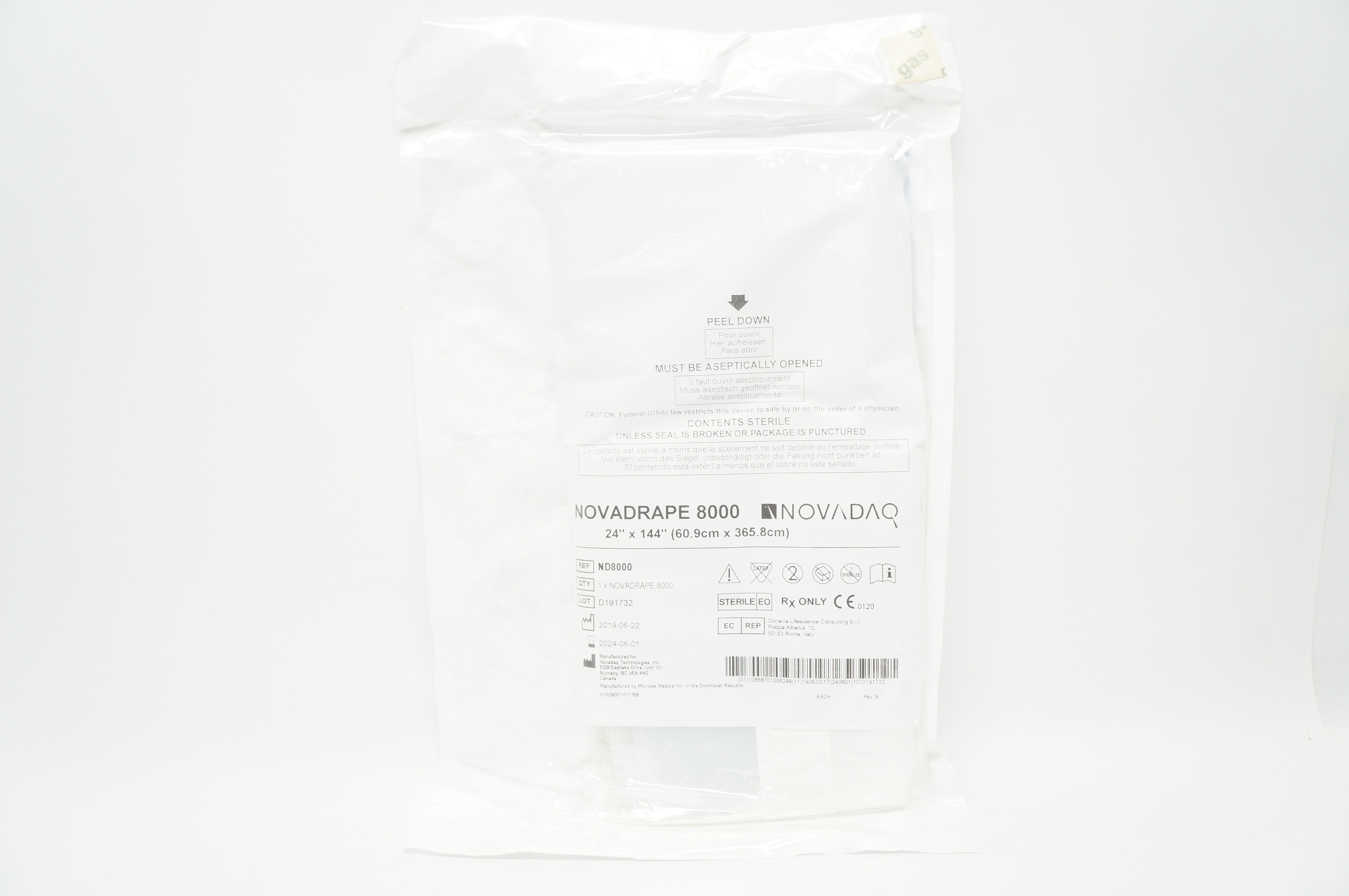 Novadaq ND8000 NOVADRAPE 8000 24inch x 144 inch