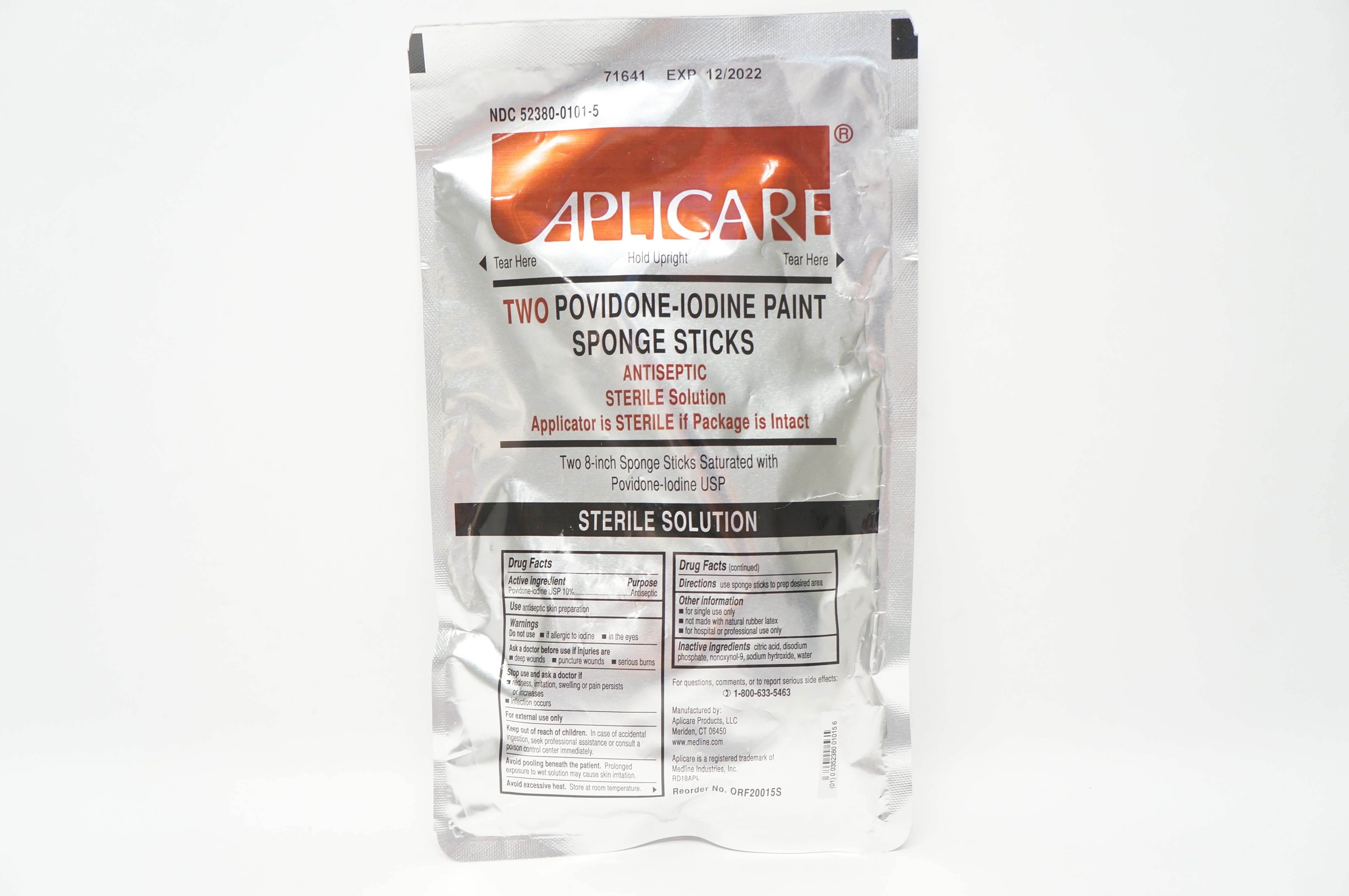 Aplicare ORF20015S Two Povidone-Iodine Paint Sponge Sticks 8inch