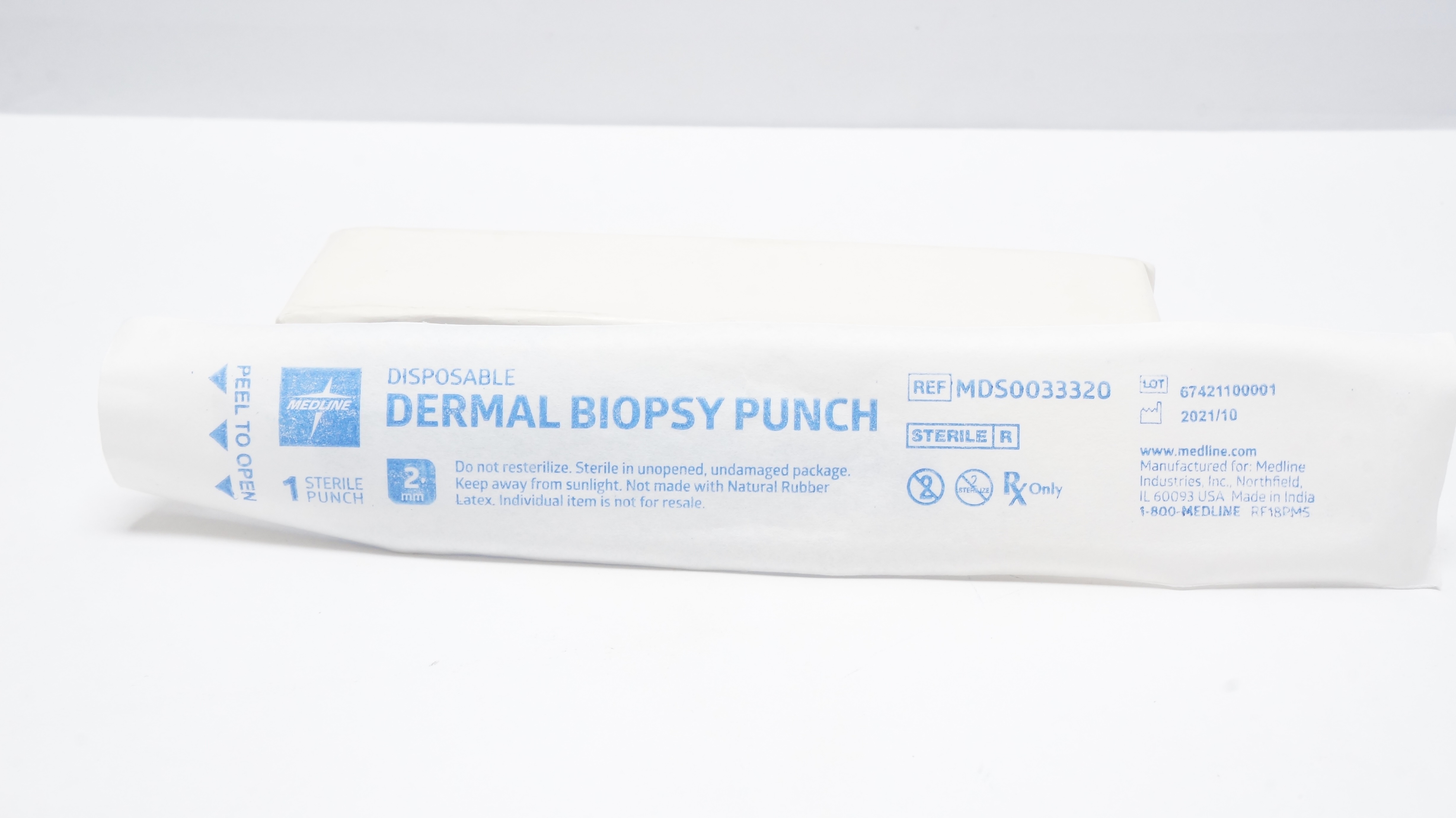 Medline MDS0033320 Disposable Dermal Biopsy Punch 2mm