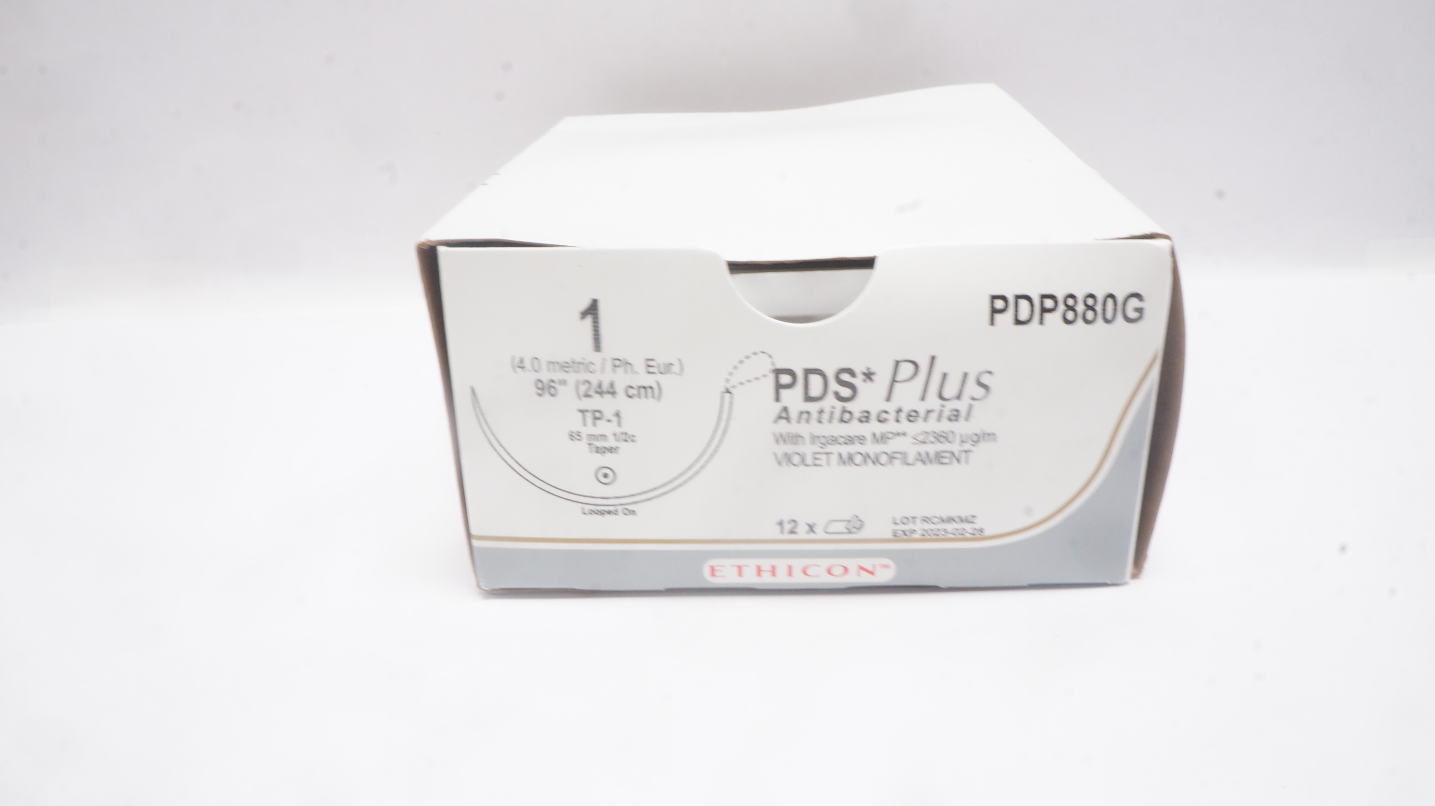 Ethicon PDP880G 1 PDS Plus TP-1 65mm 1/2c Taper 96inch (x) - Box of 12