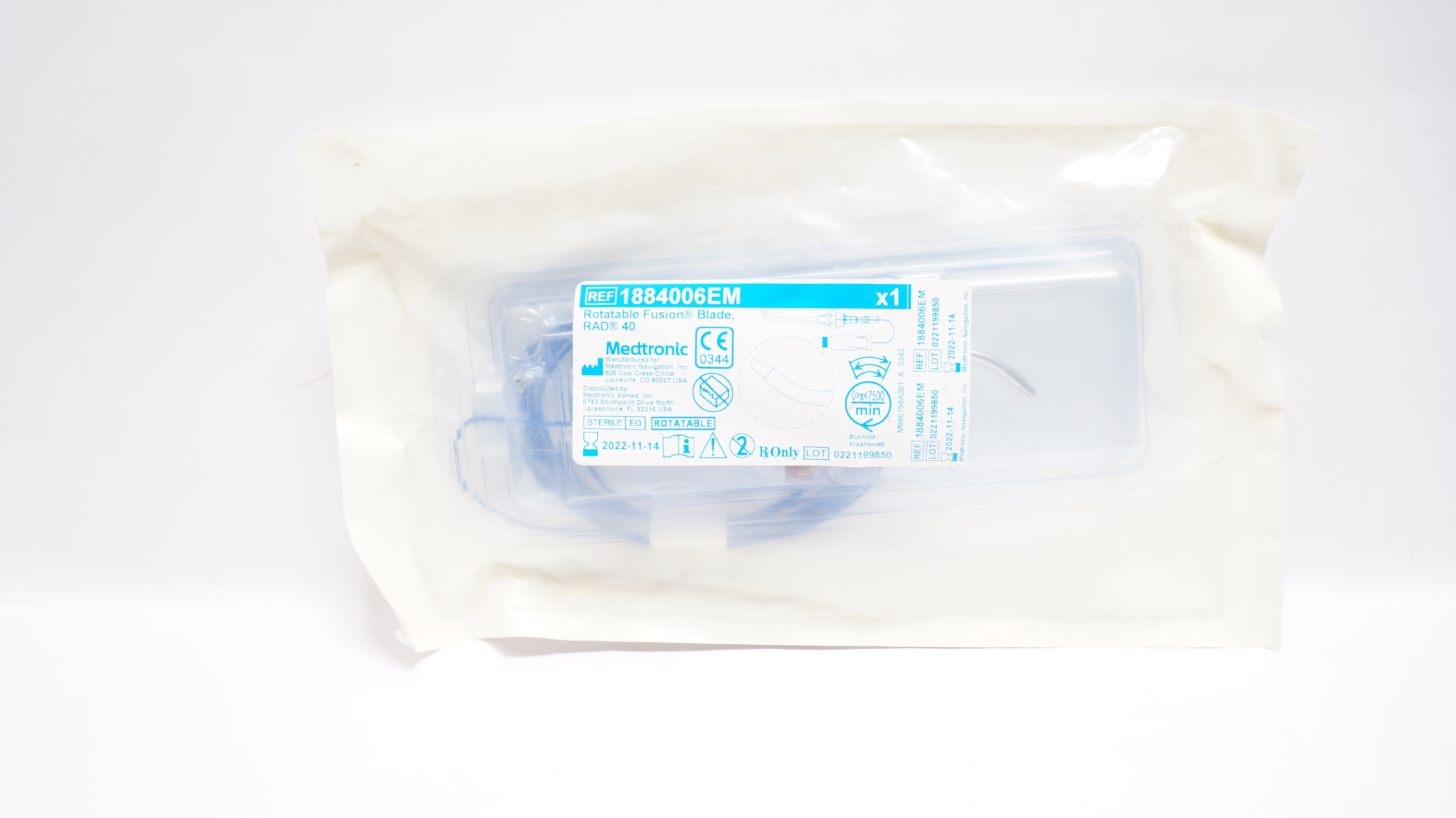 Medtronic 1884006EM Rotatable Fusion Blade, RAD 40, 0>x<7500/min (x)
