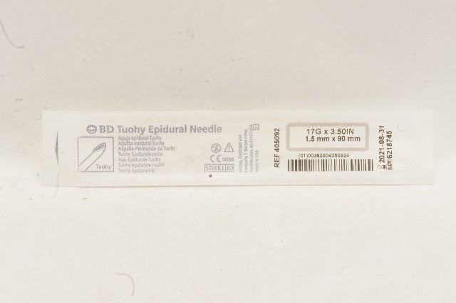 BD 405092 Becton Tuohy Epidural Ndle. 17G x 3.50inch