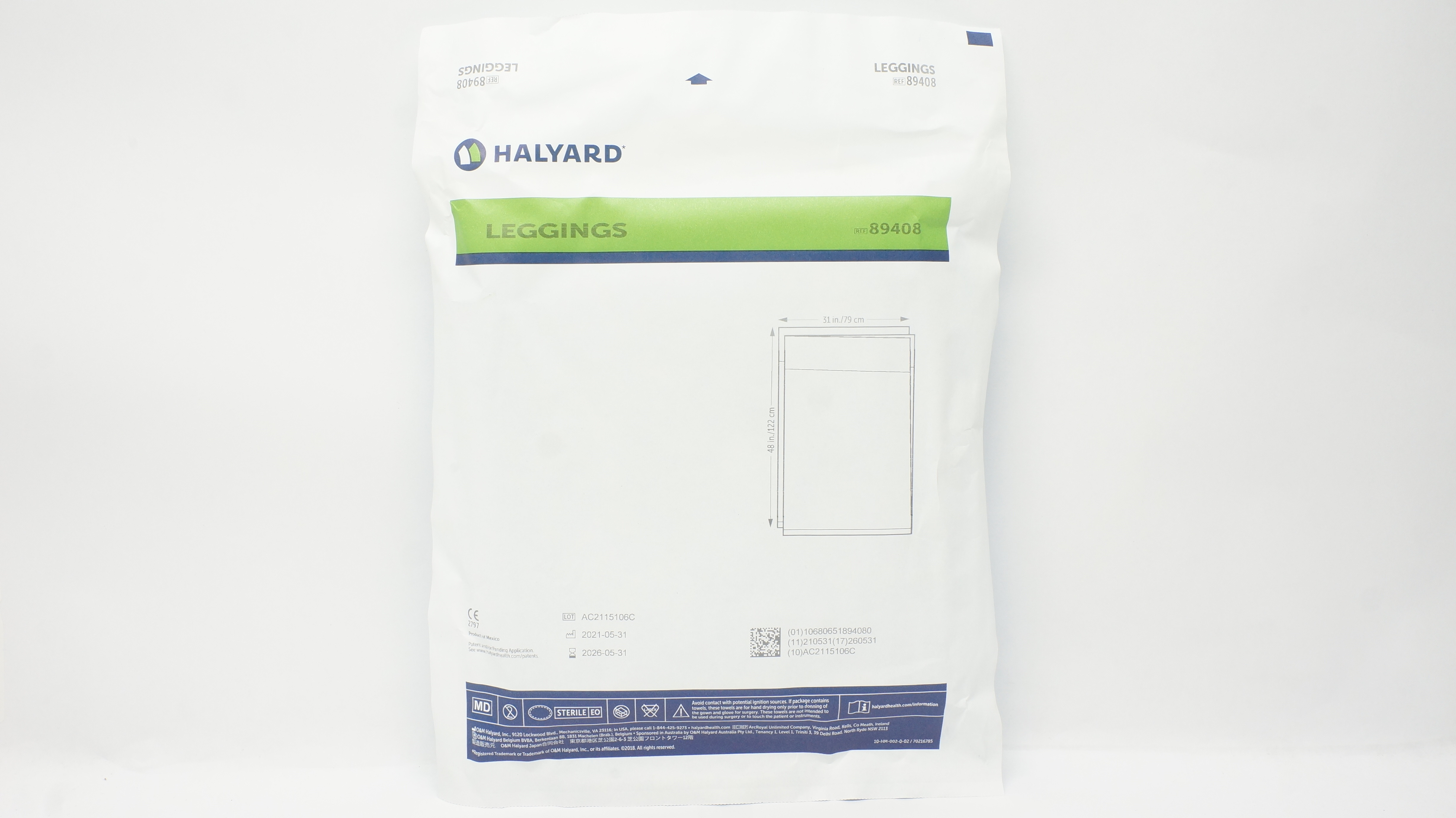 Halyard 89408 Leggings 31inch x 48inch