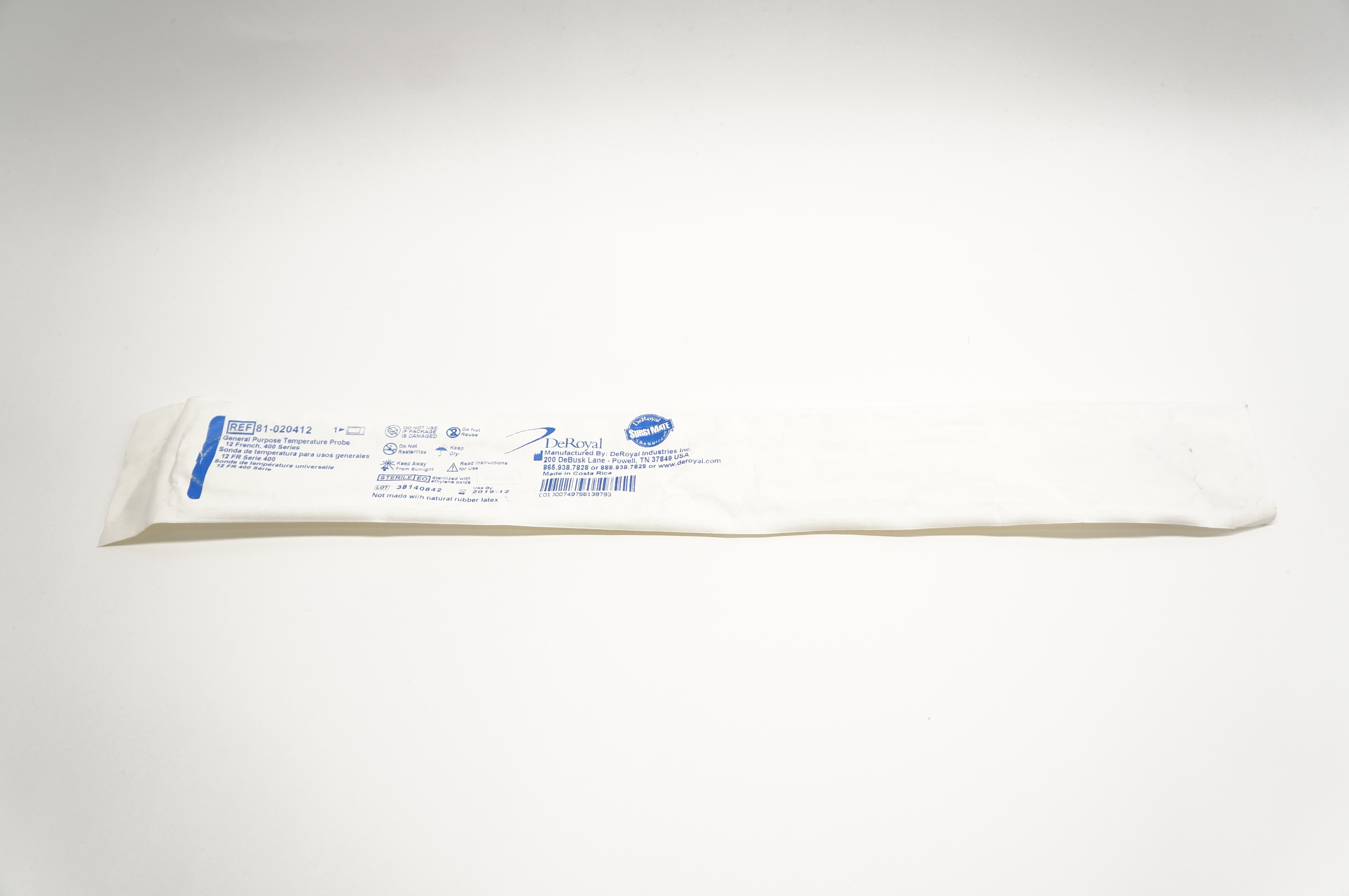 DeRoyal 81-020412 General Purpose Temperature Probe 12Fr., 400 Series (x)