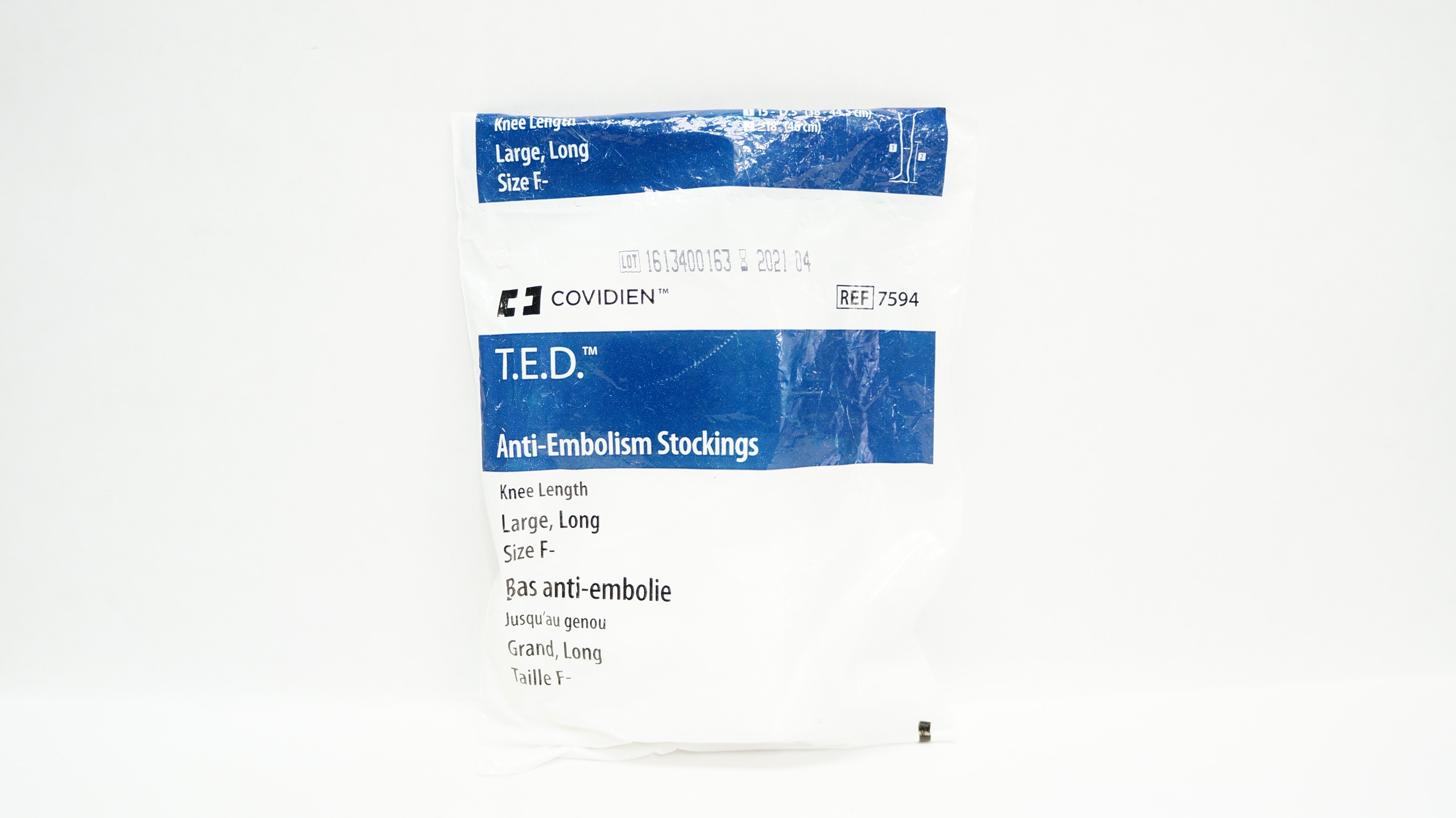 Covidien 7594 T.E.D. Anti-Embolism Stockings Knee Length Large, Long, Size F (x)