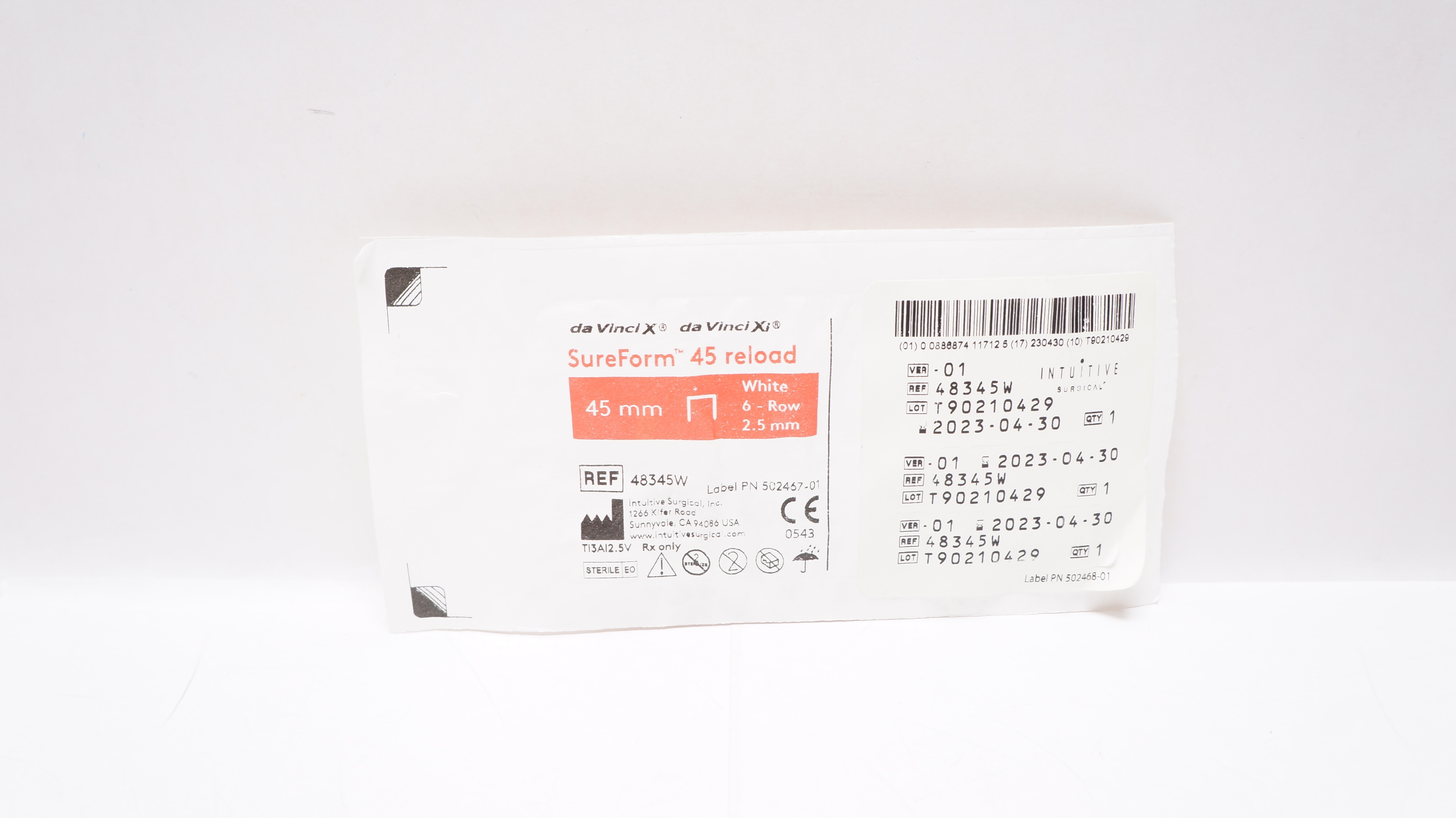 Intuitive Surgical 48345W Da Vinci Xi SureForm 45mm Reload 6-Row White 2.5mm (x)