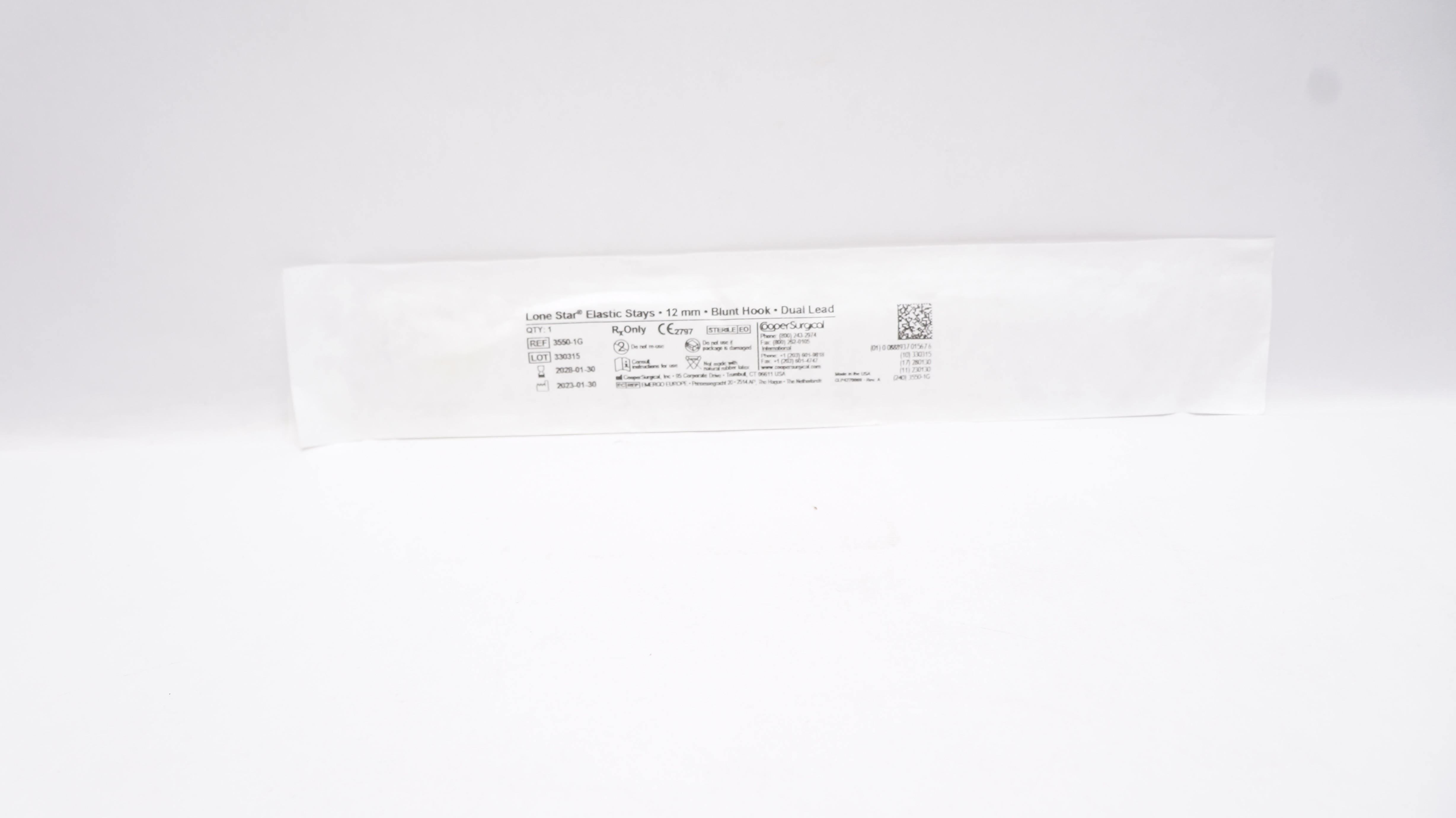 Cooper Surgical 3550-1G Lone Star Elastic Stays 12 mm Blunt Hook Dual Lead