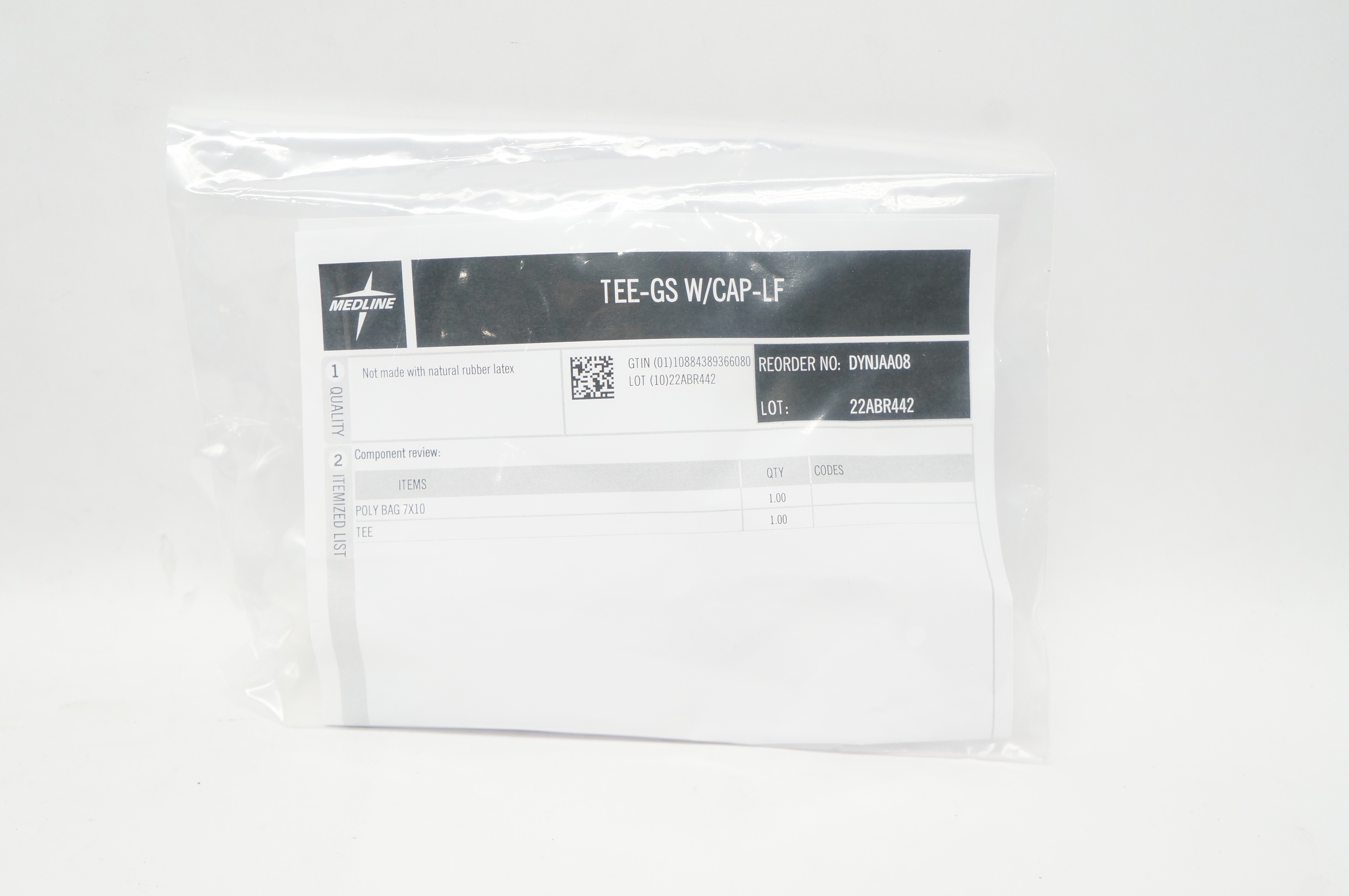 Medline DYNJAA08 TEE-GS W/CAP-LF