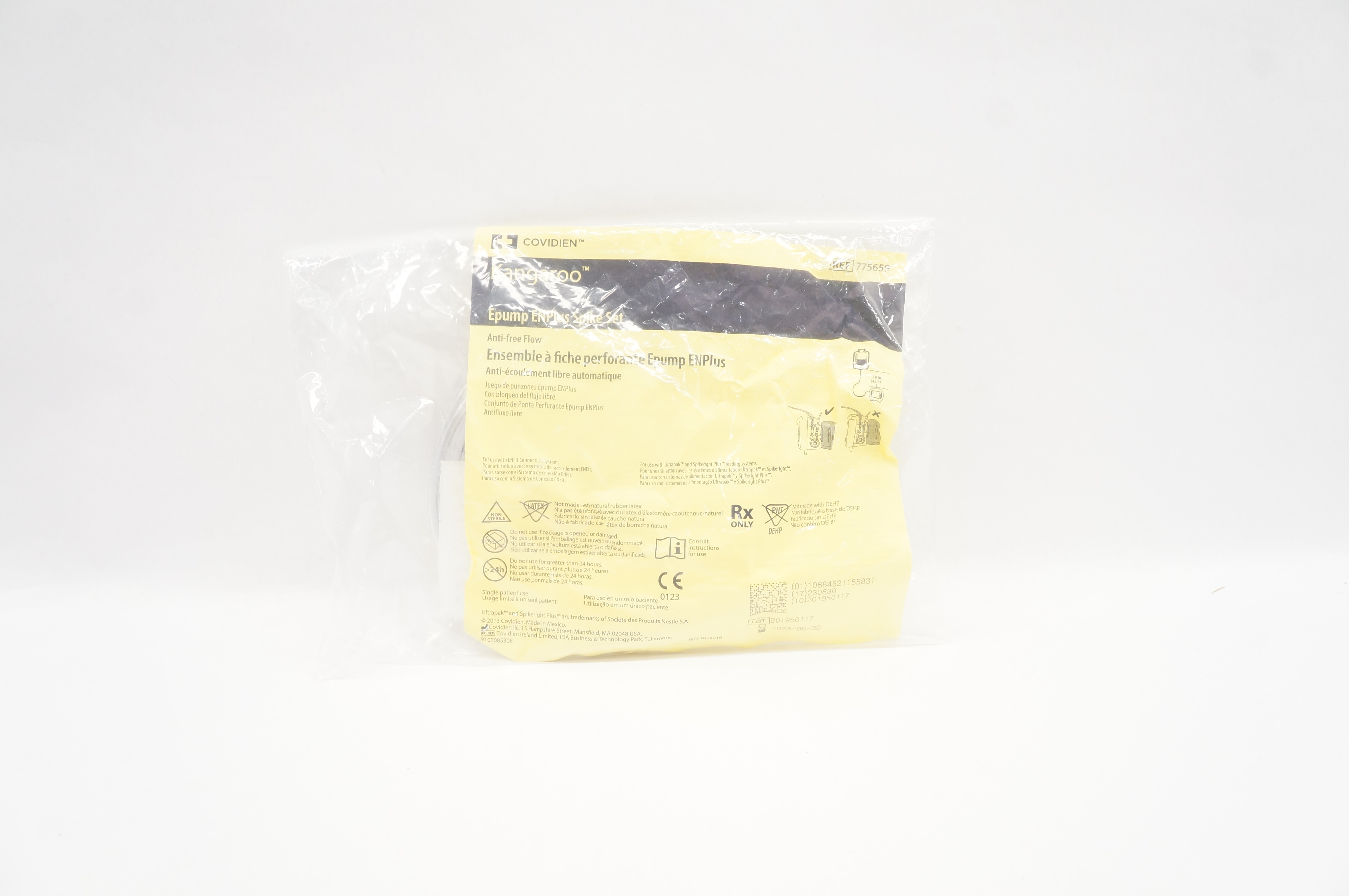 Covidien 775659 Kangaroo Epump ENPlus Spike Set Anti-Free Flow