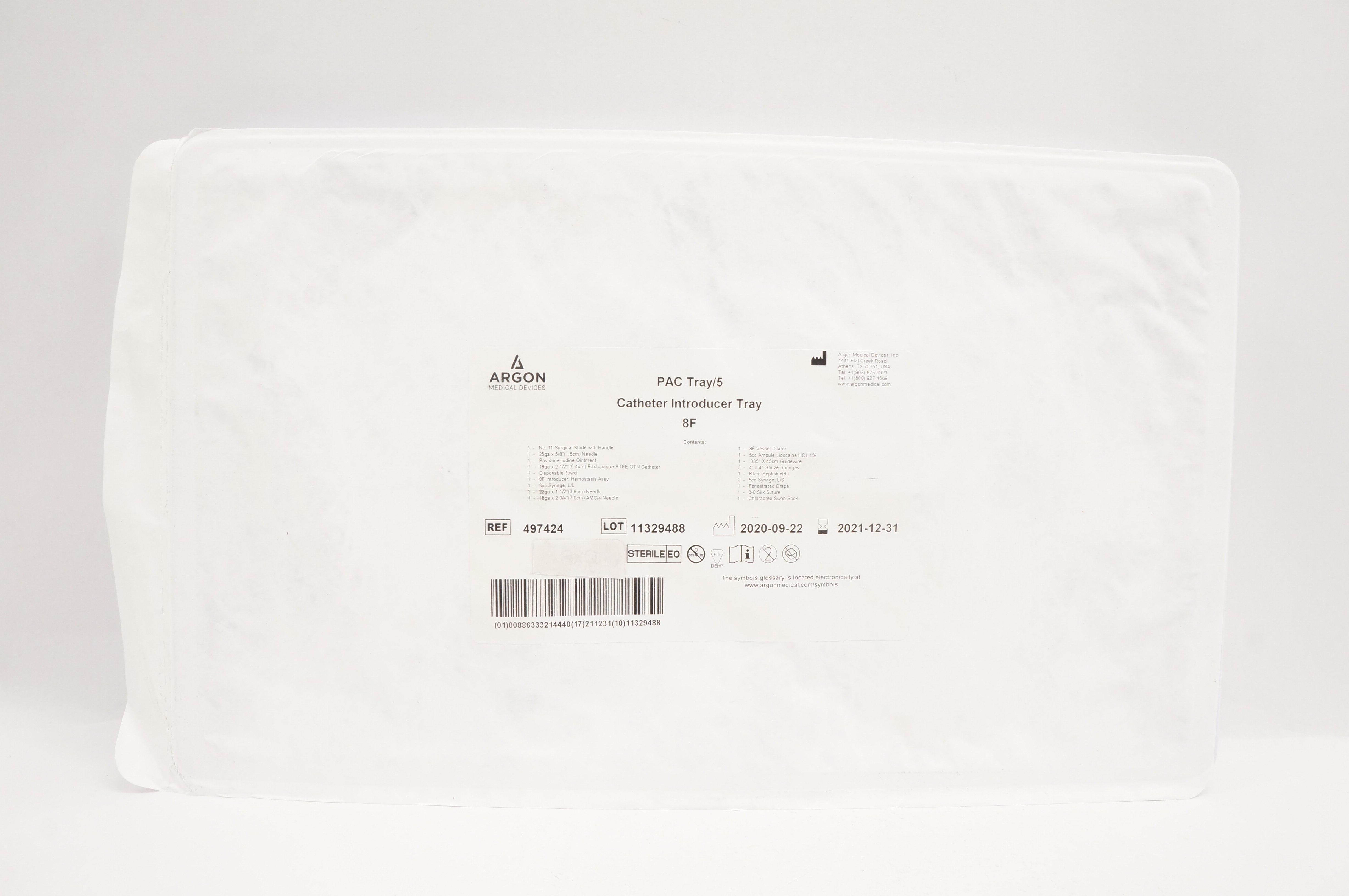Argon 497424 PAC Tray/5 Cath. Introducer Tray 8F (x)