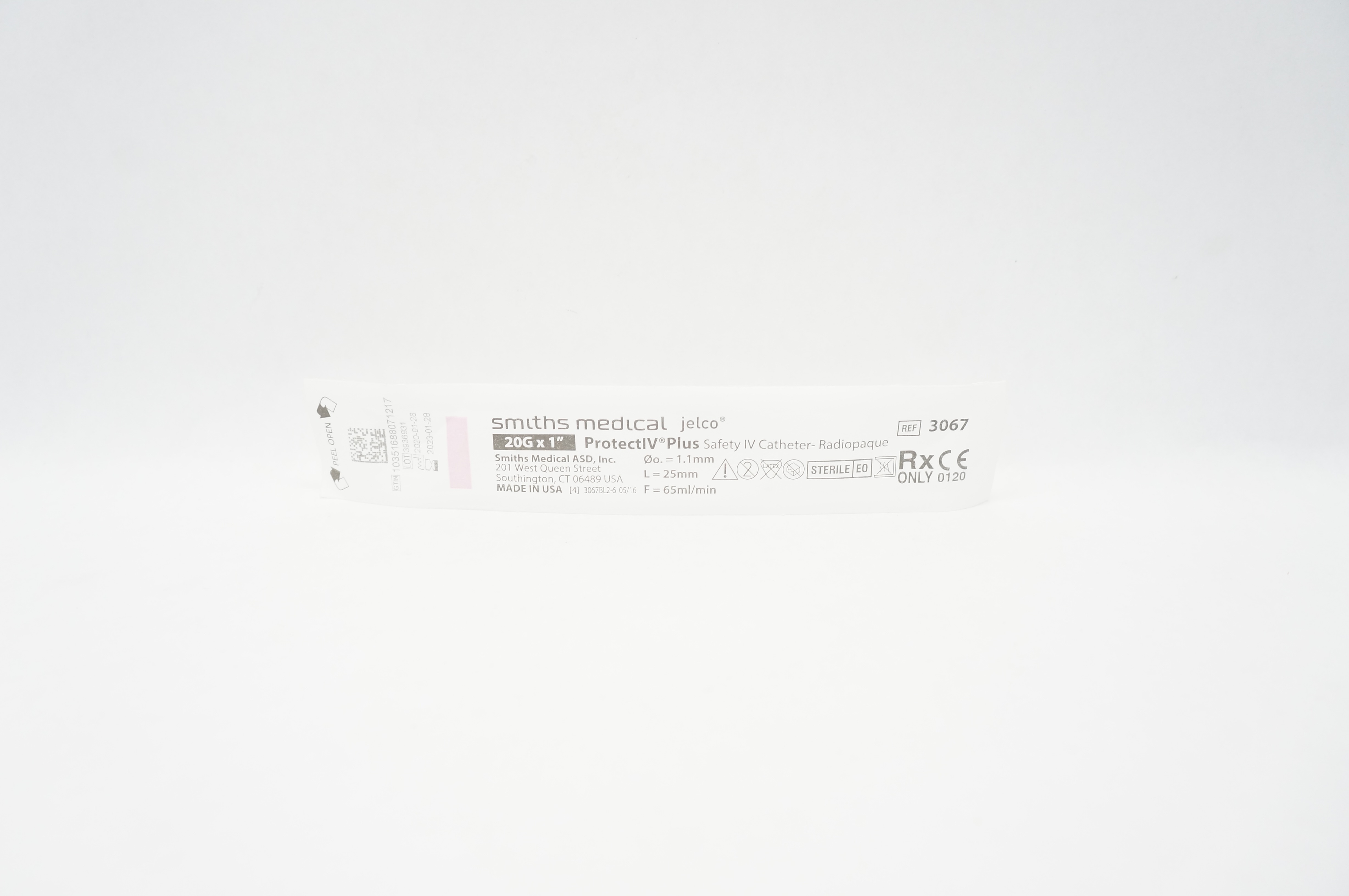Smiths Medical 3067 Protect IV Plus Safety Cath. Radiopaque 20G x 1inch
