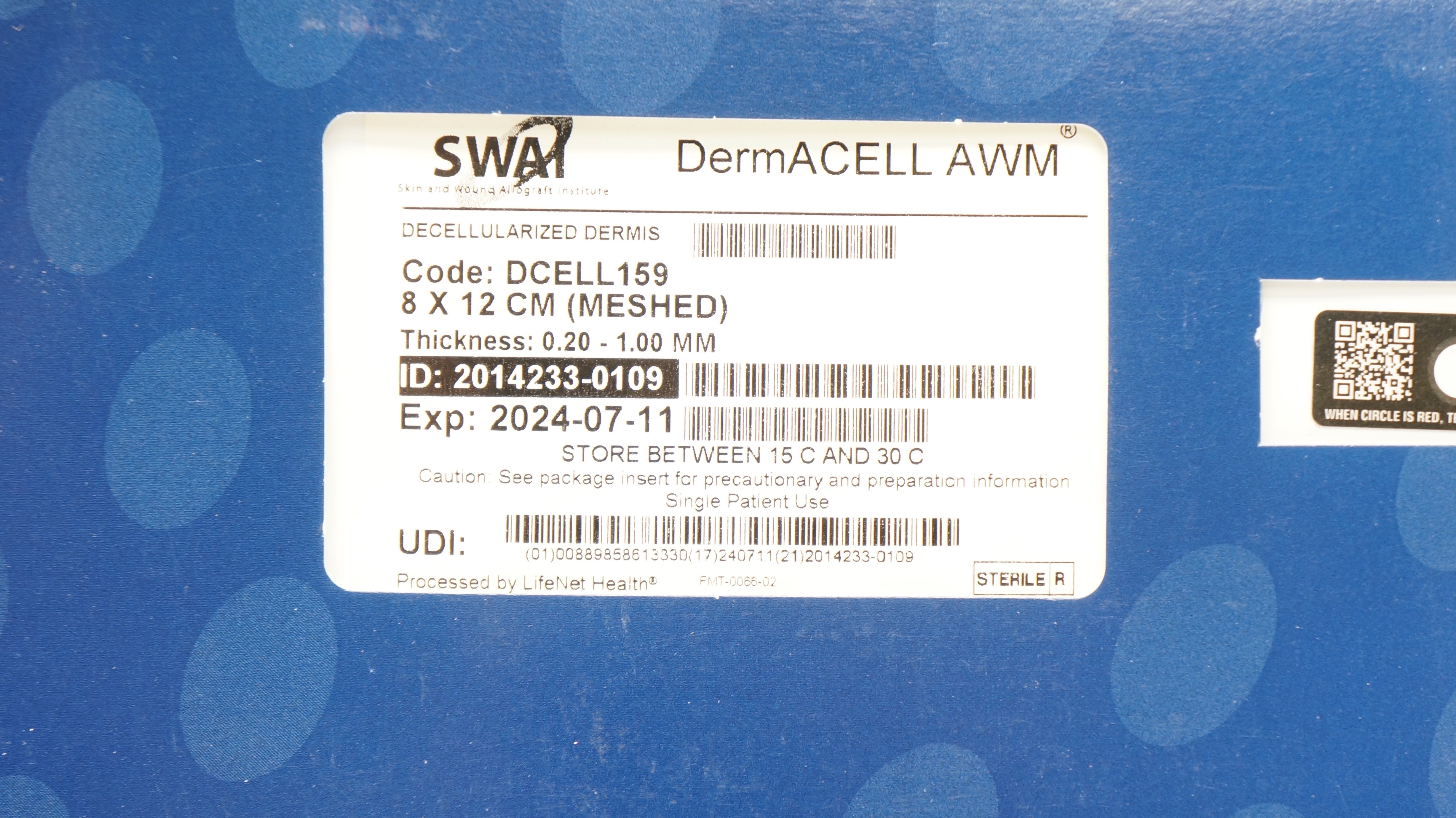 Swai DCELL159 DermACELL Decellularized Dermis 8 x 12 cm (Meshed) (x)