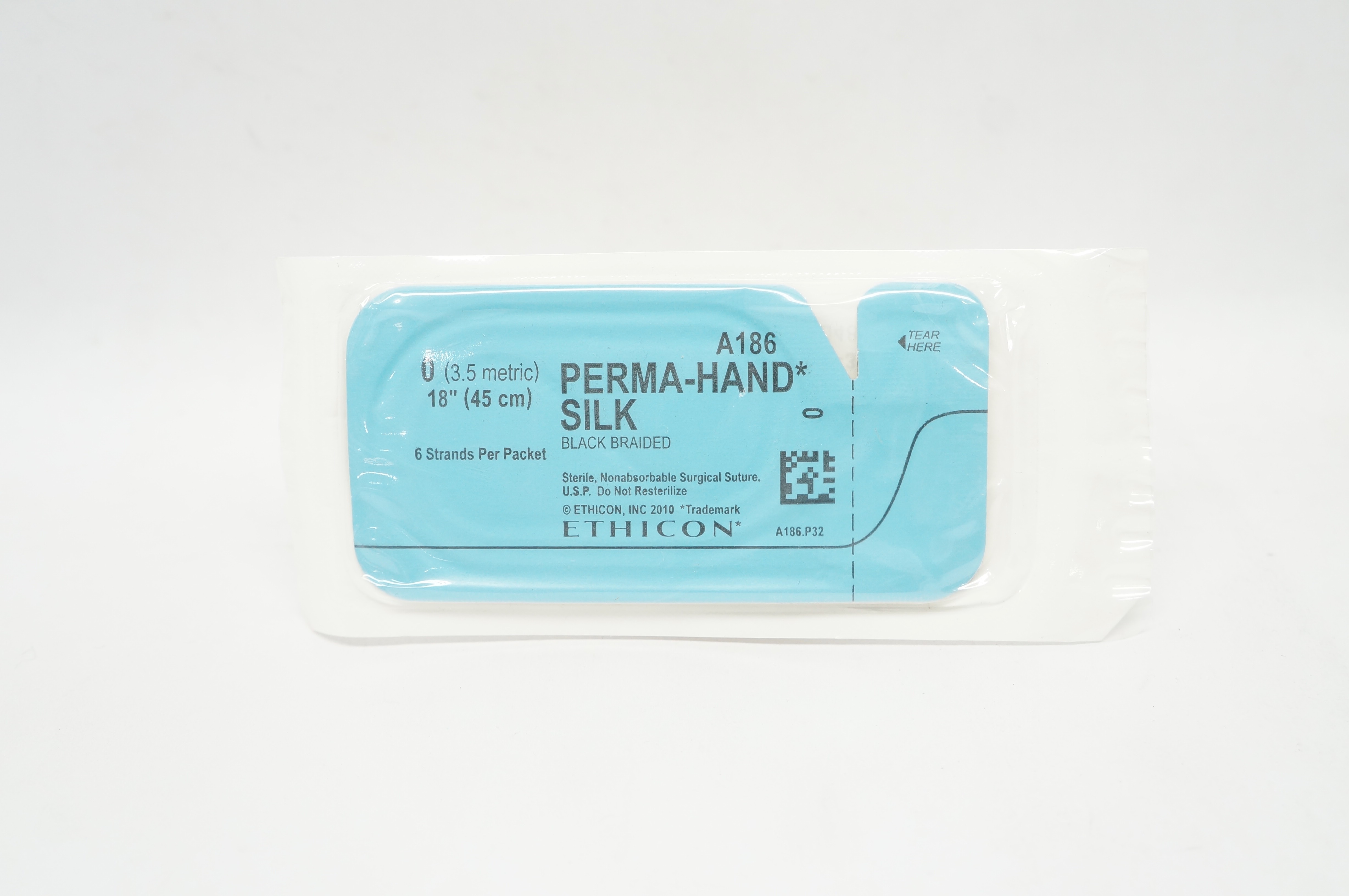 Ethicon A186 0 Perma-Hand Silk Black Braided Surgical Stre, 18 inch