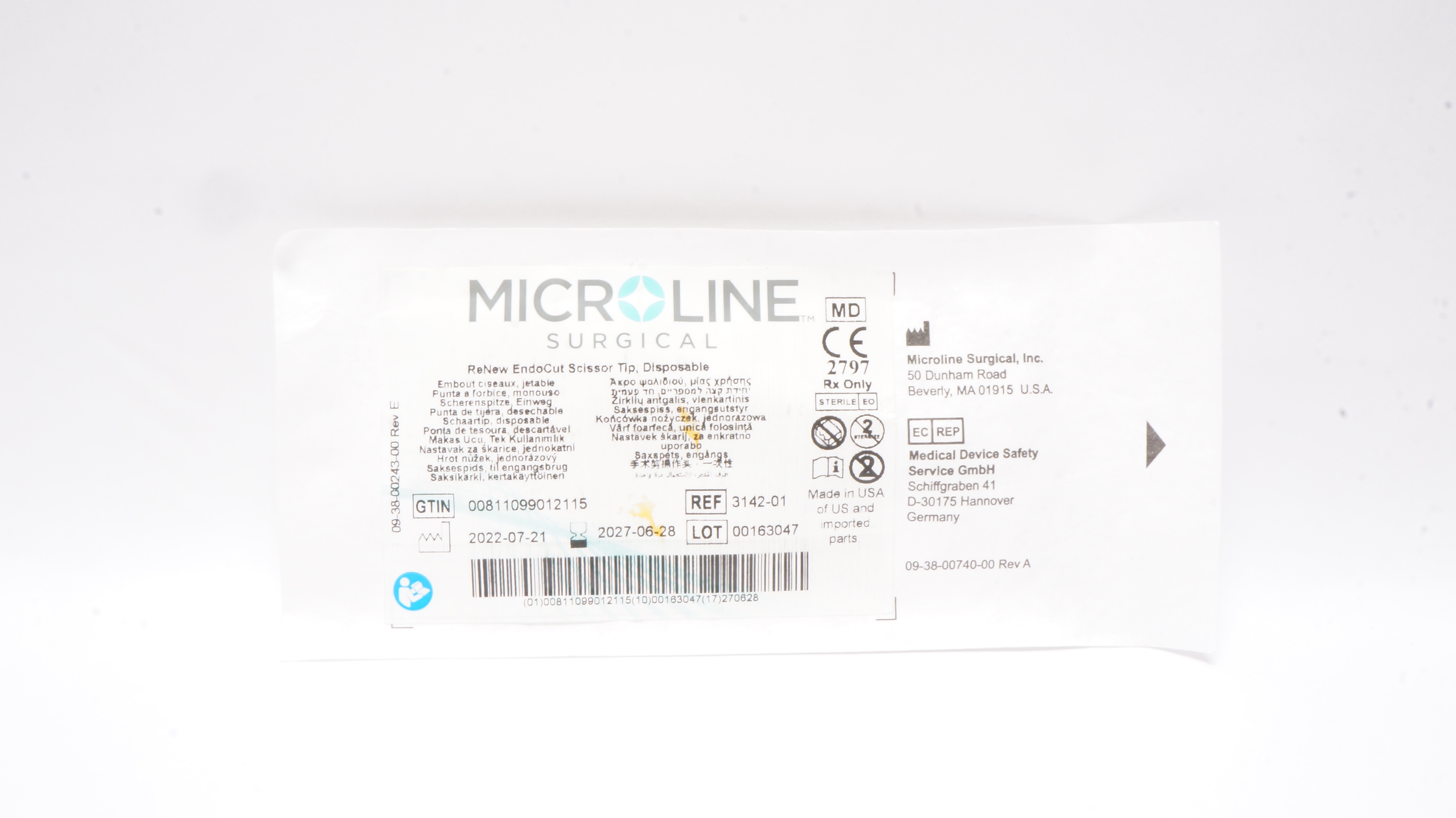 Microline Surgical 3142-01 ReNew EndoCut Scissor Tip, Disposable