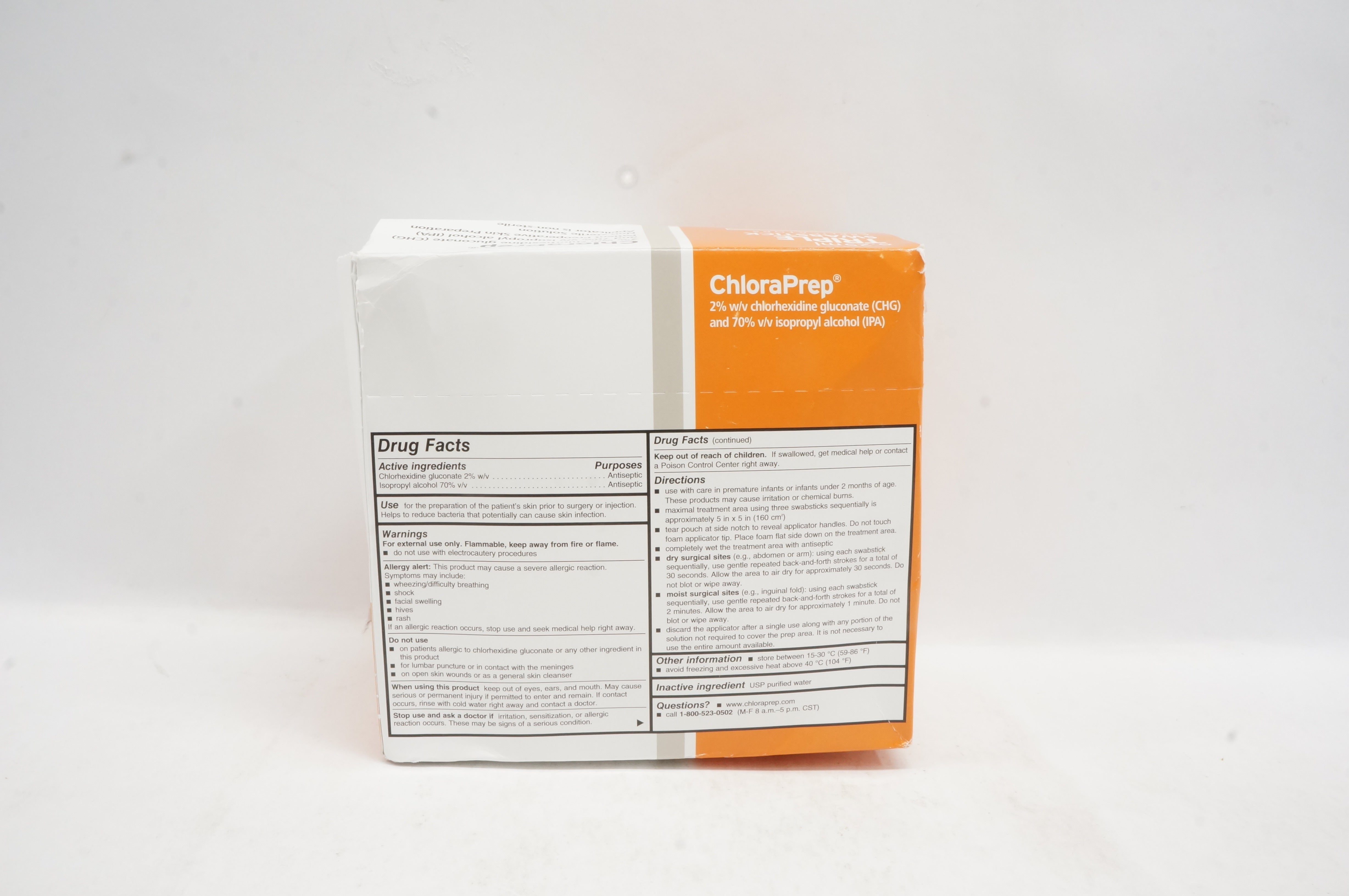 CareFusion 260103 ChloraPrep Triple Swabstick 5.25ml Applicators Clear-Box of 40