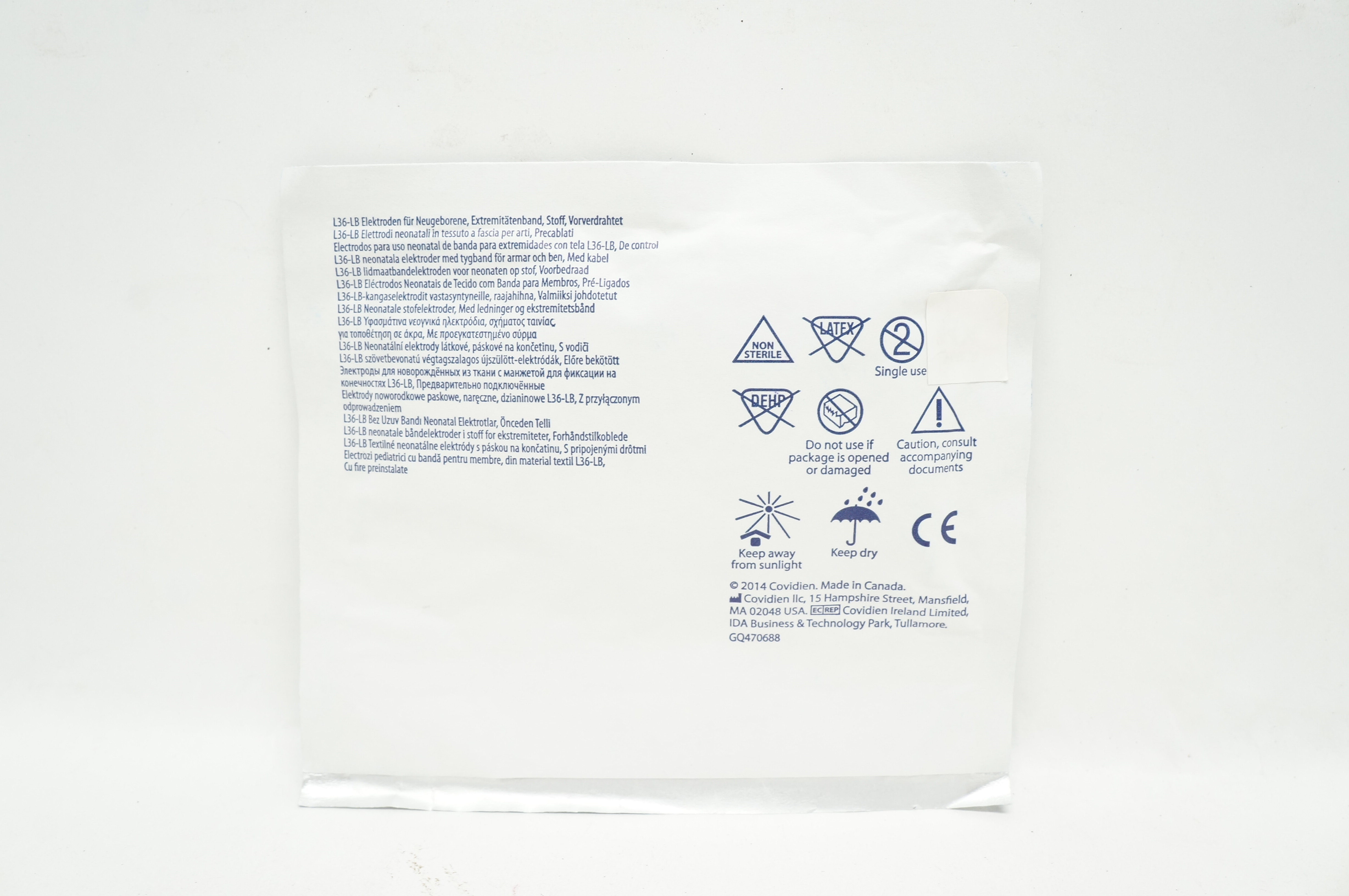 Covidien EP30016 Kendall Cloth Limb Band Neonatal Electrodes (x) - Pack of 3
