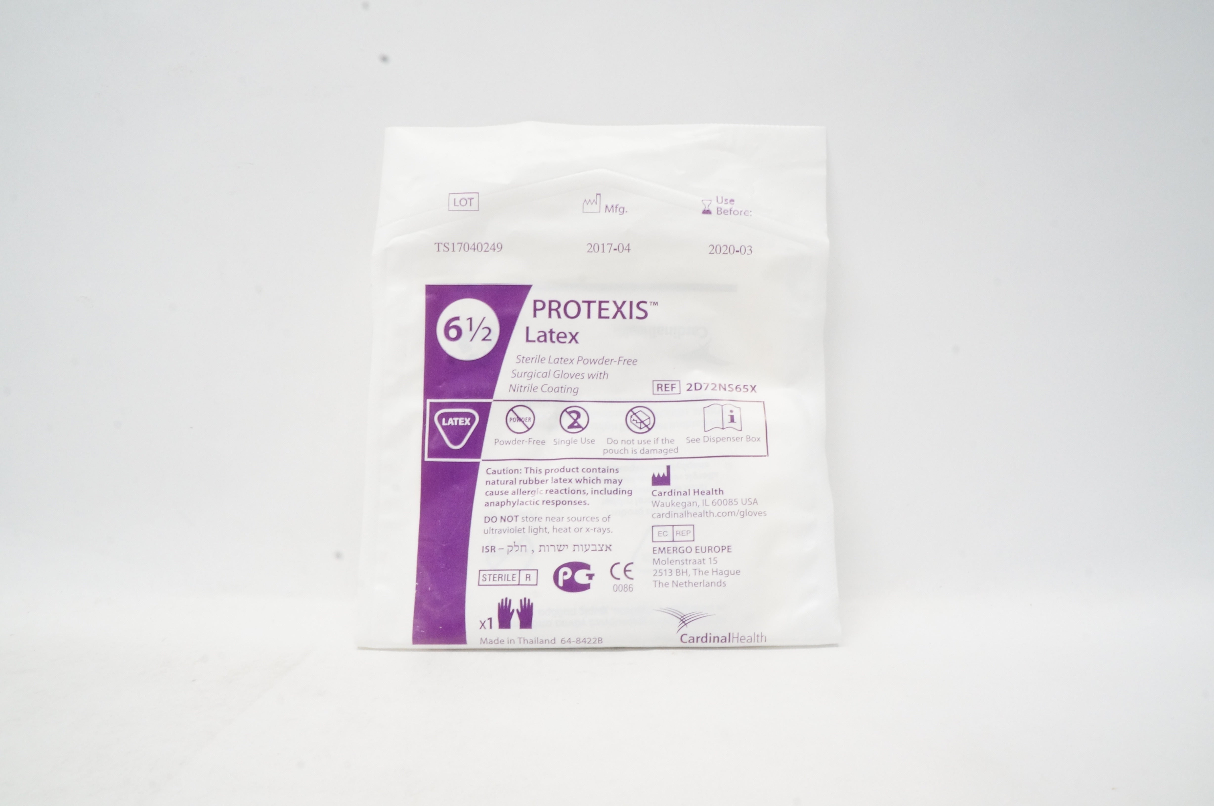 Cardinal Health 2D72NS65X Protexis Latex Sterile Surgical Gloves 6-1/2 (x)