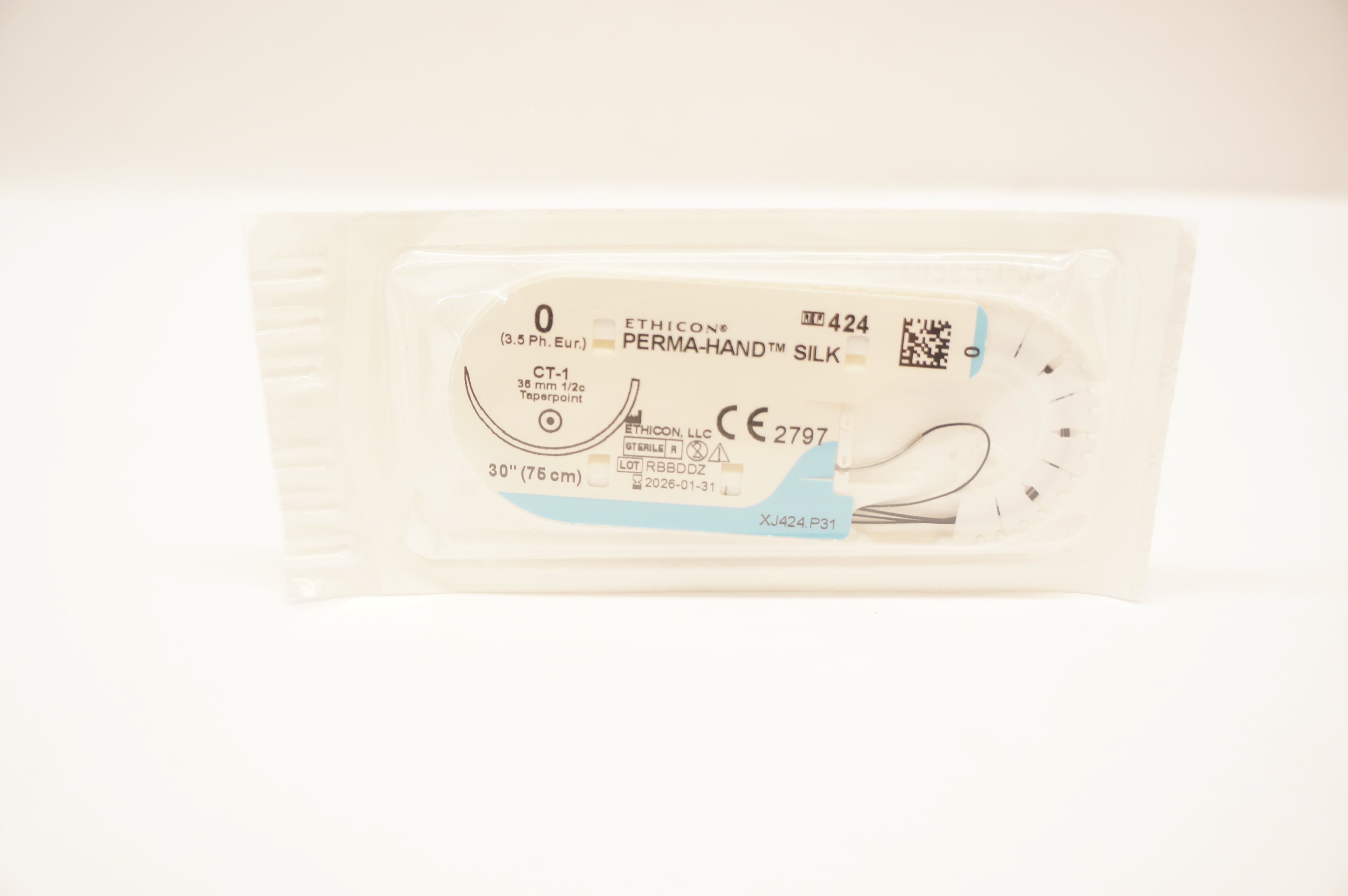 Ethicon 424 0 PERMA-HAND SILK Stre CT-1 36mm 1/2c Taperpoint, 30inch