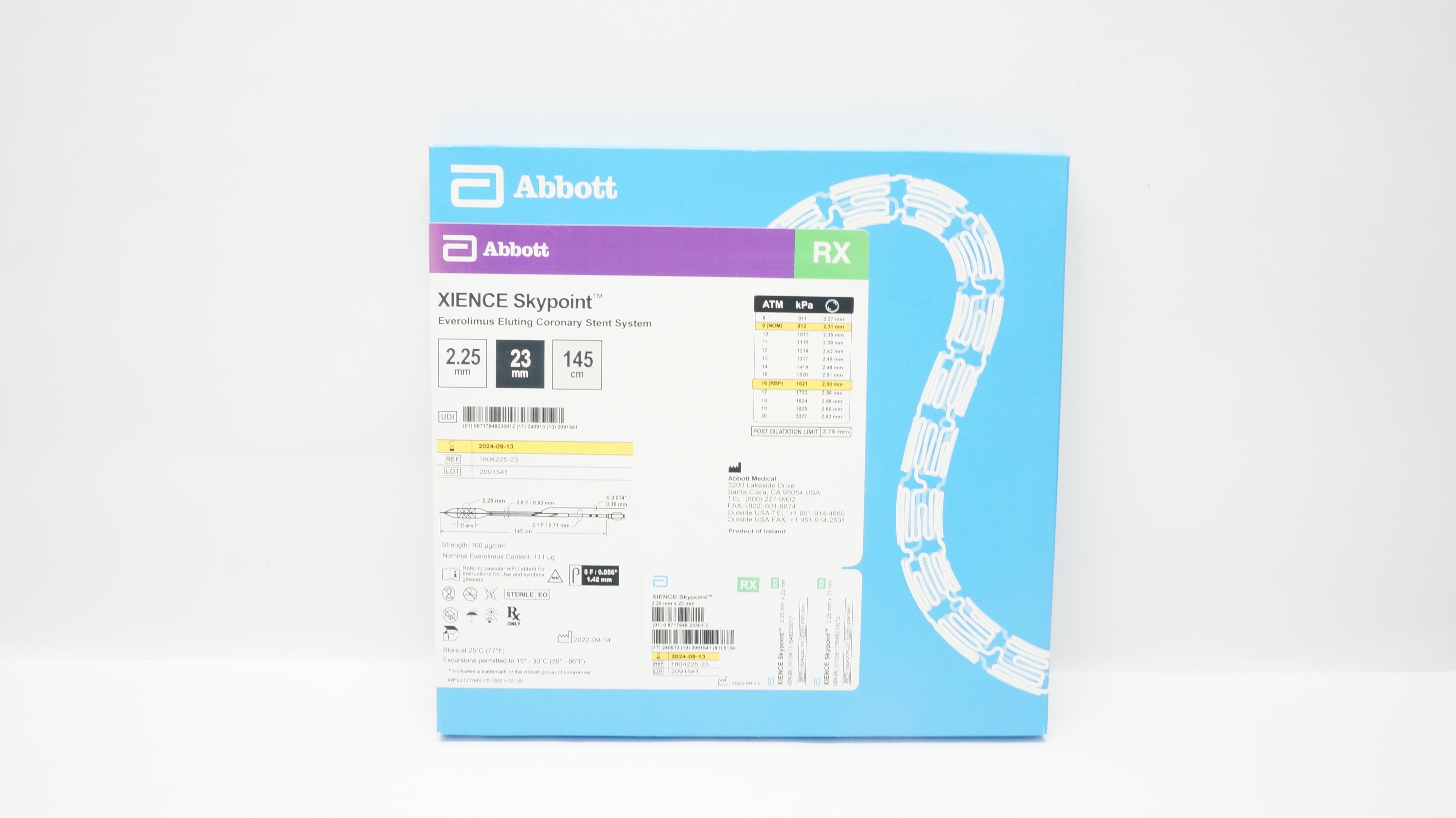 Abbott 1804225-23 Xience Skypoint Everolimus Eluting Coronary Stnt System 145cm(x)