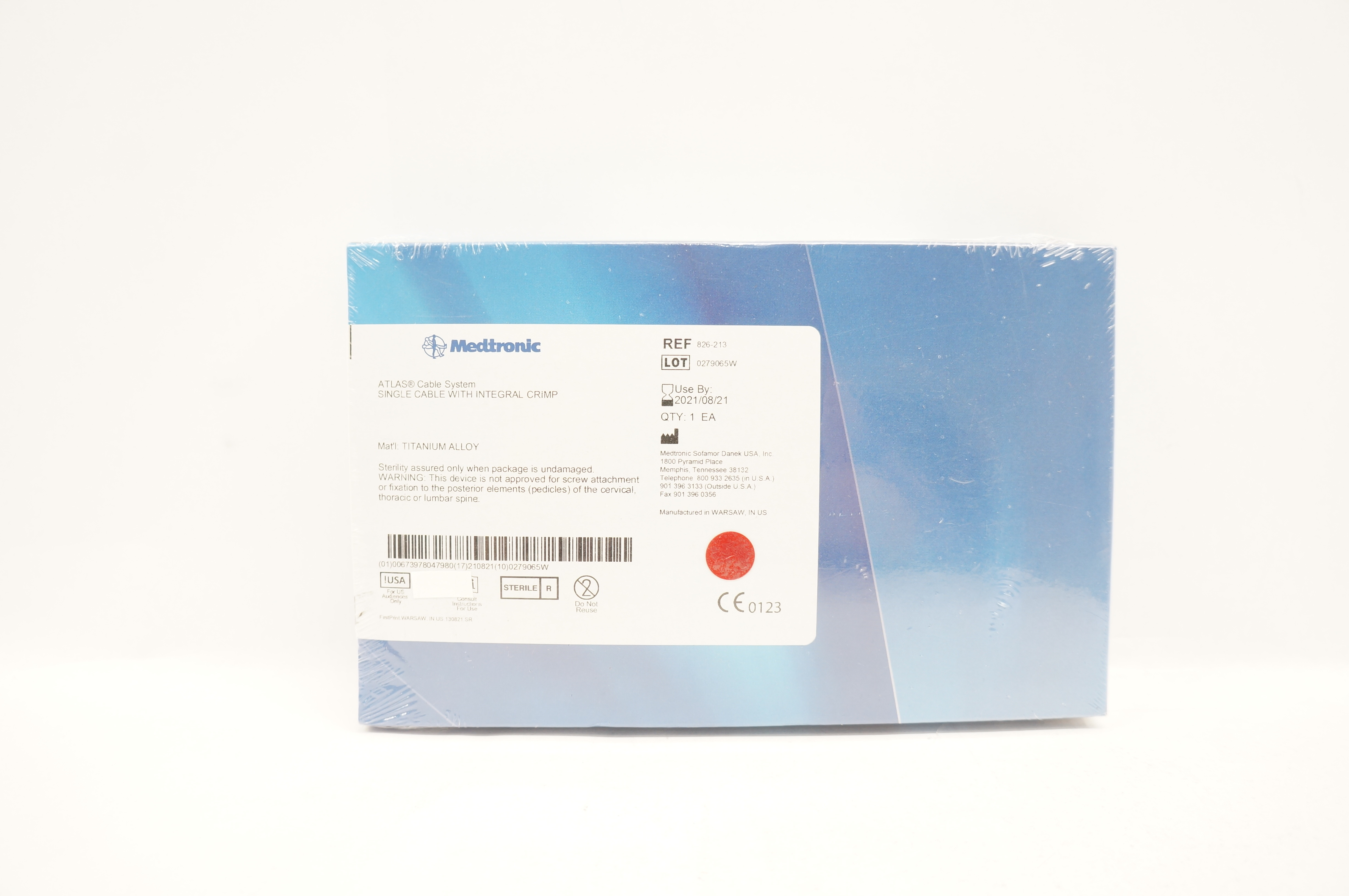 Medtronic 826-213 ATLAS Cable System Single Cable With Integral Crimp (x)