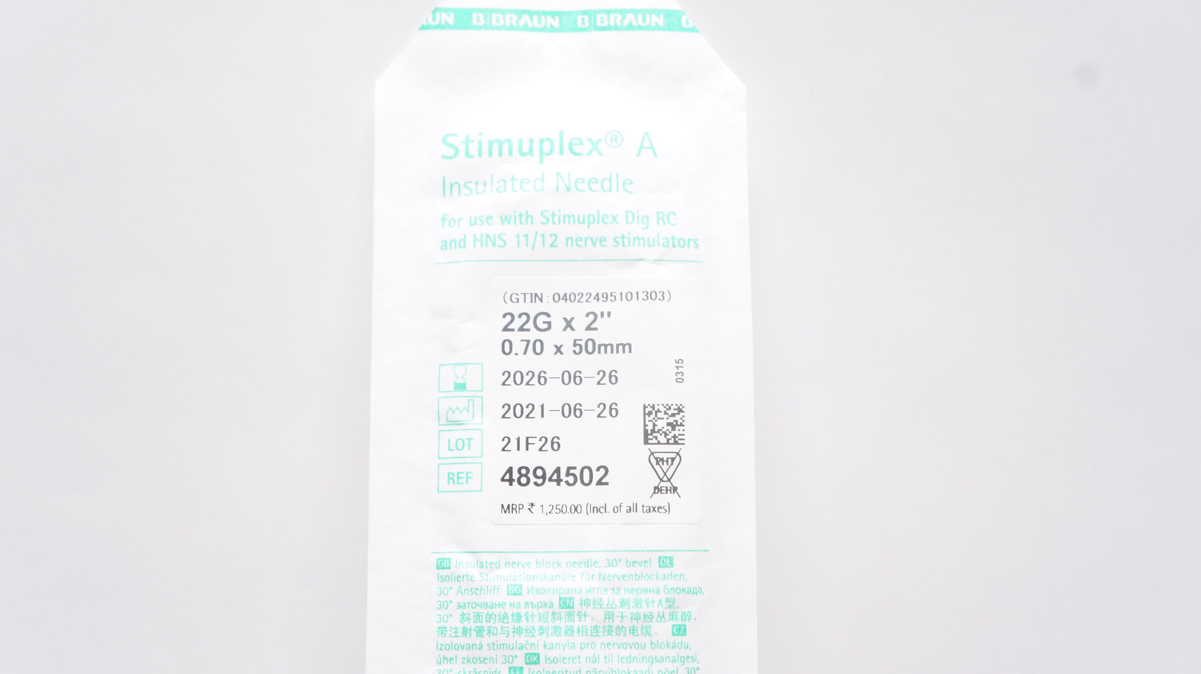 Braun 4894502 Stimuplex A Insulated Ndle 22G x 2inch