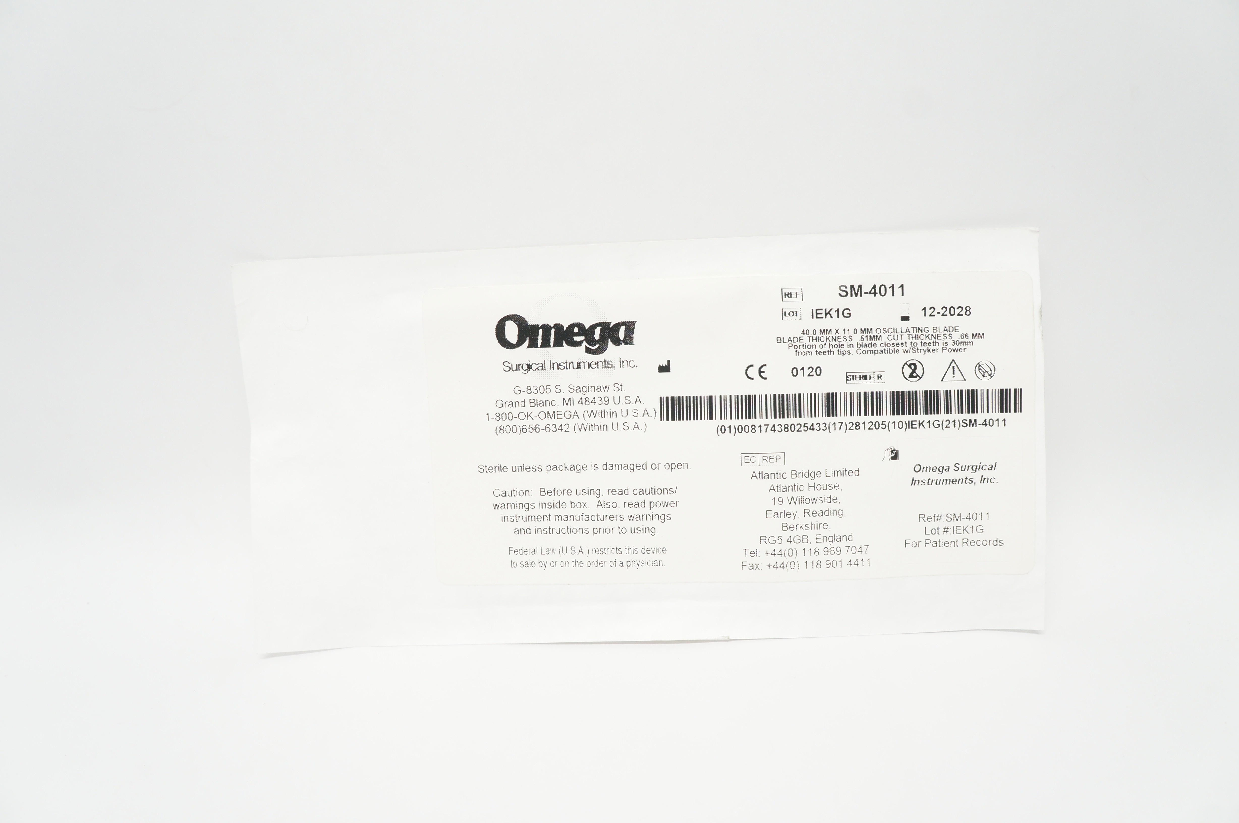 Omega SM-4011 40.0mm x 11.0mm Oscillating Blade