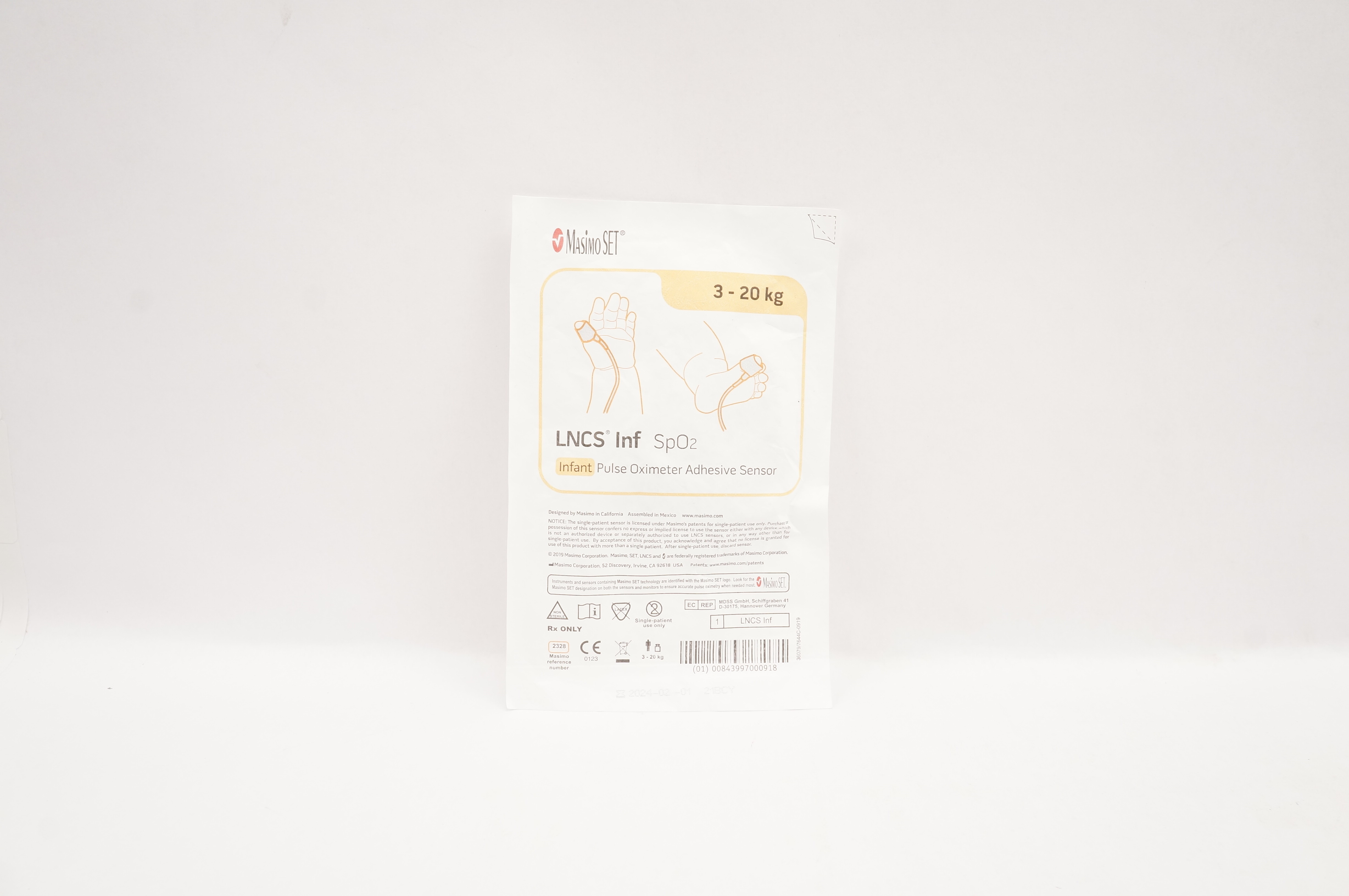 MasimoSet 2328 LNCS Infant SpO2 Pulse Oximeter Adhesive Sensor 3kg - 20kg