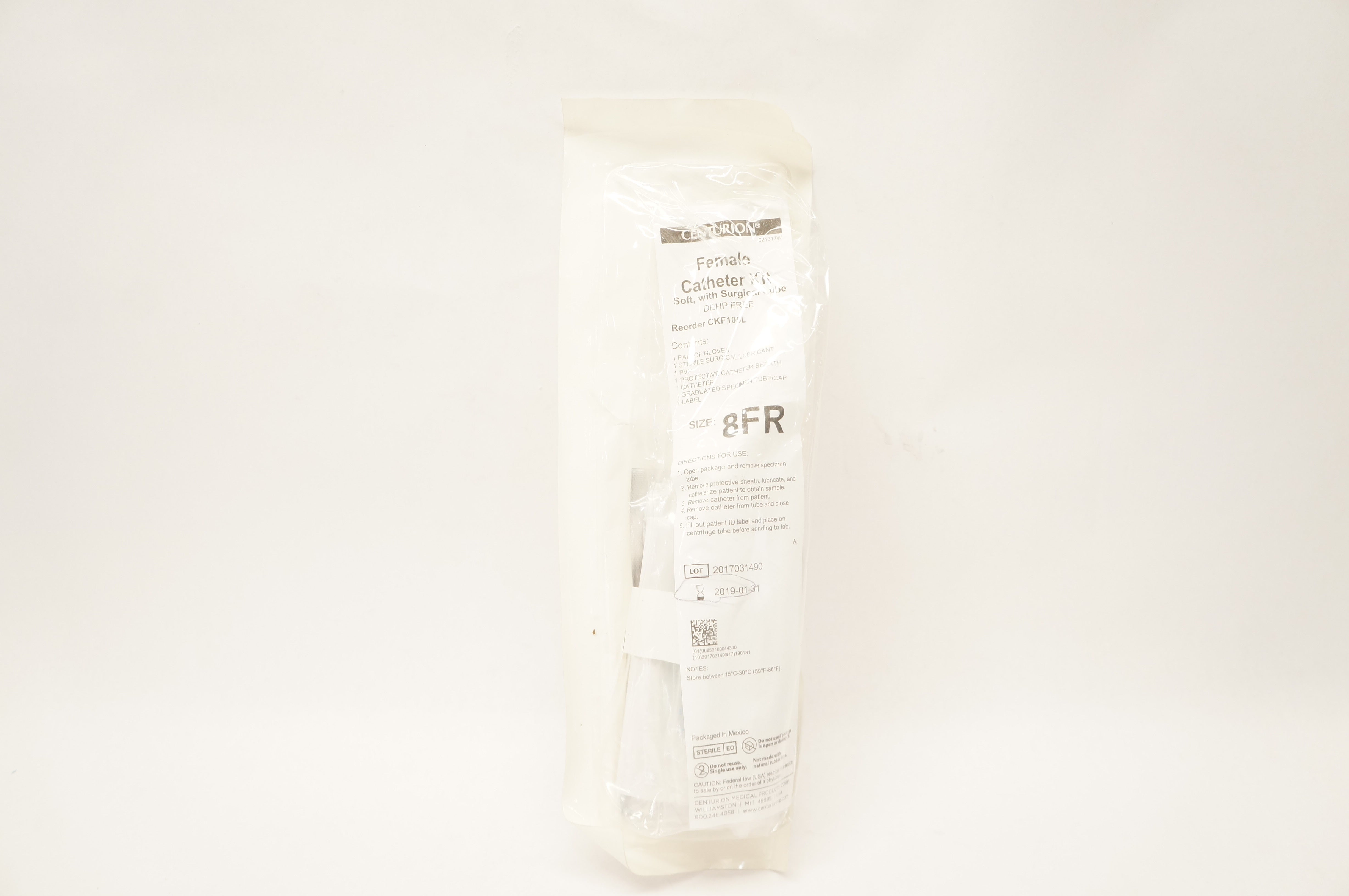 Centurion Medical CKF105L Female Cath. Kit 8Fr Soft with Surgical Lube (x)