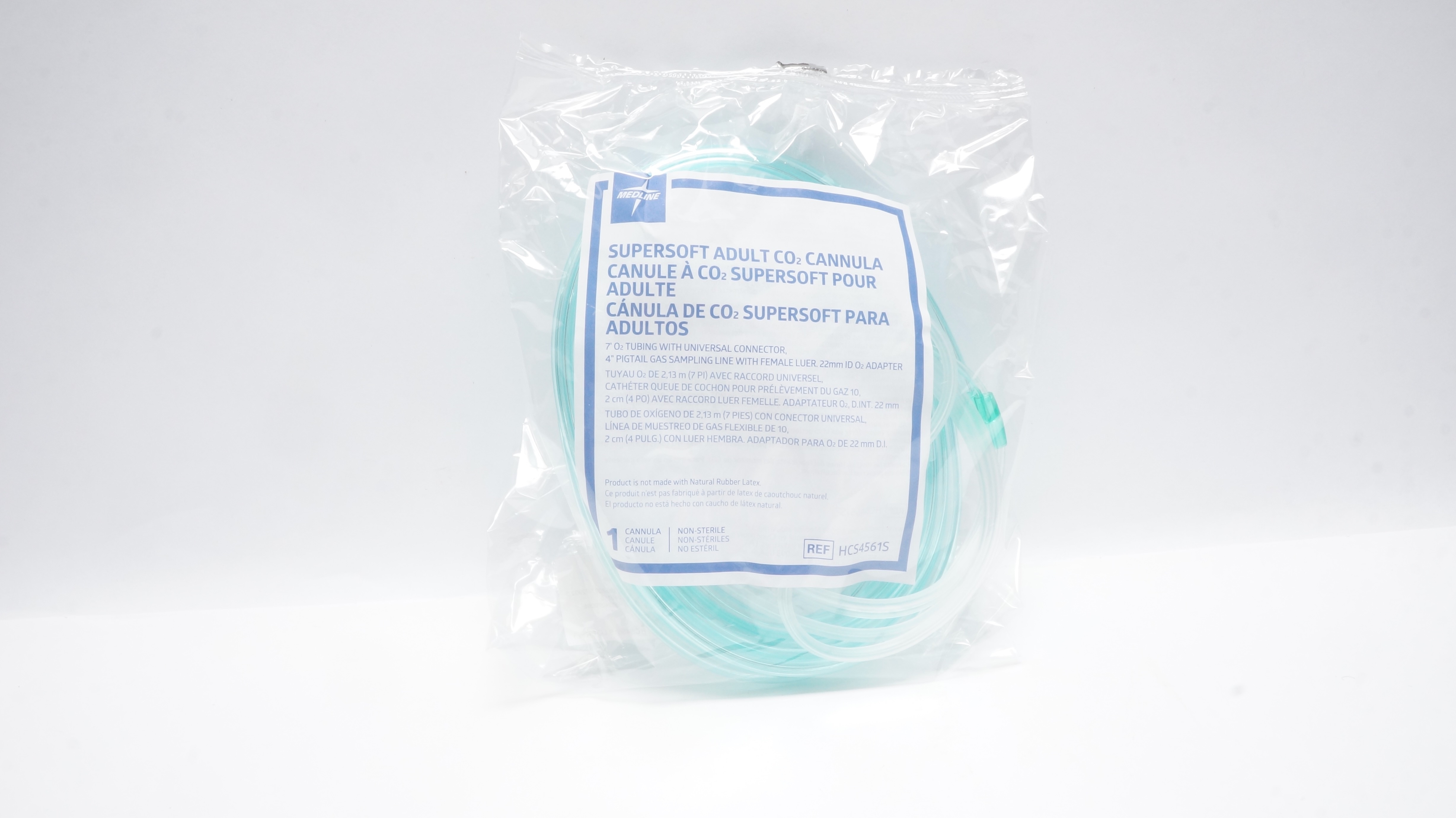 Medline HCS4561S SuperSoft Adult CO2 Cannula 7ft Tubing, 4inch Gas Sampling Line