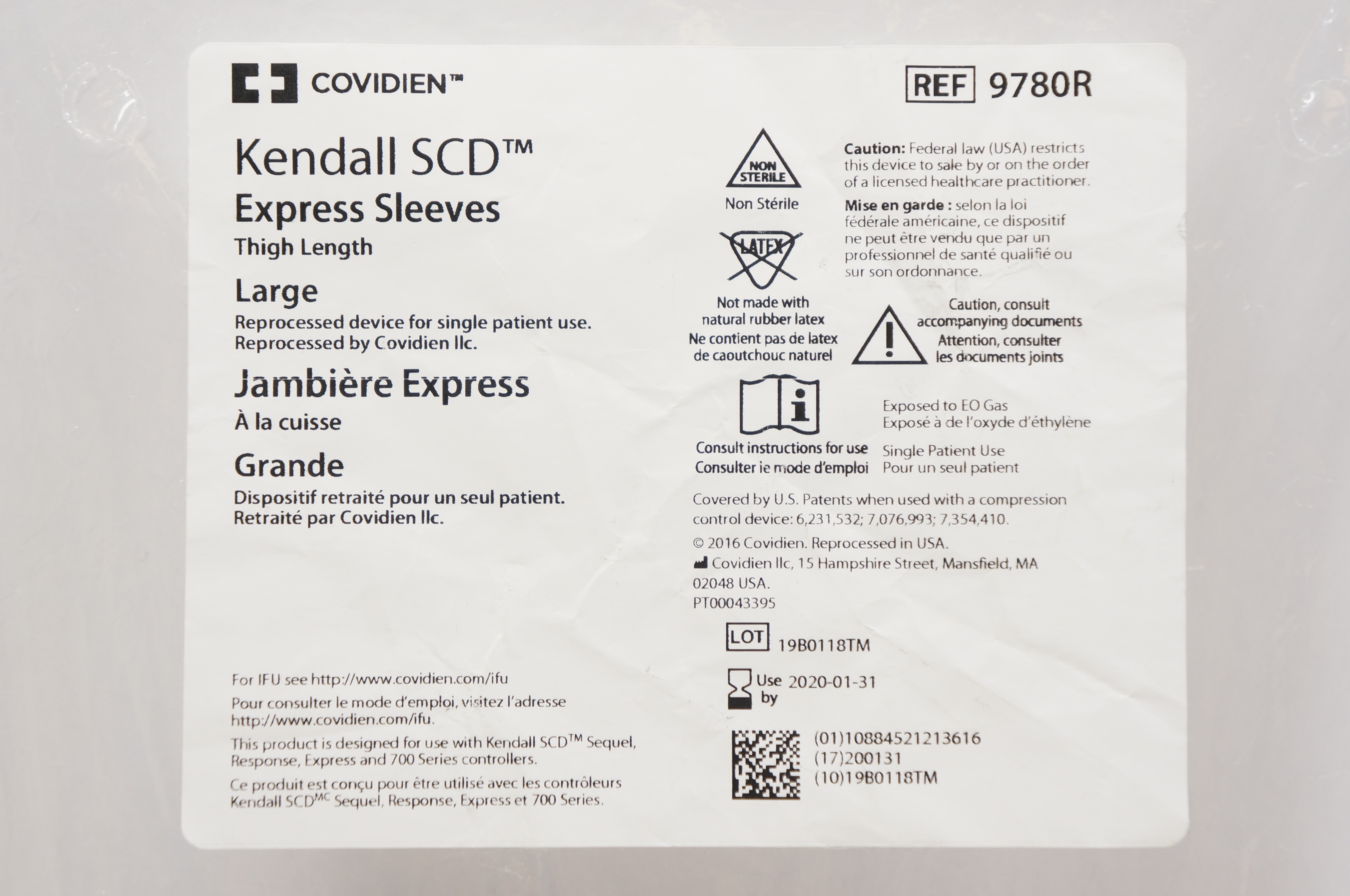 Covidien 9780R Kendall SCD Express Sleeves Large (x)
